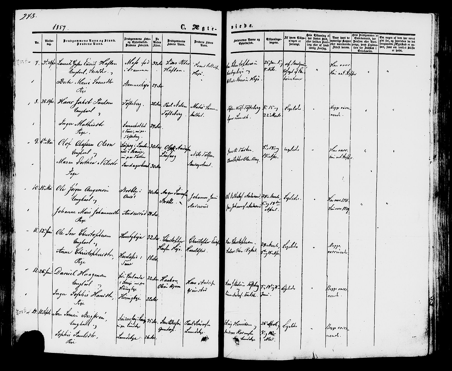 Råde prestekontor kirkebøker, AV/SAO-A-2009/F/Fa/L0006: Parish register (official) no. 6, 1854-1877, p. 248