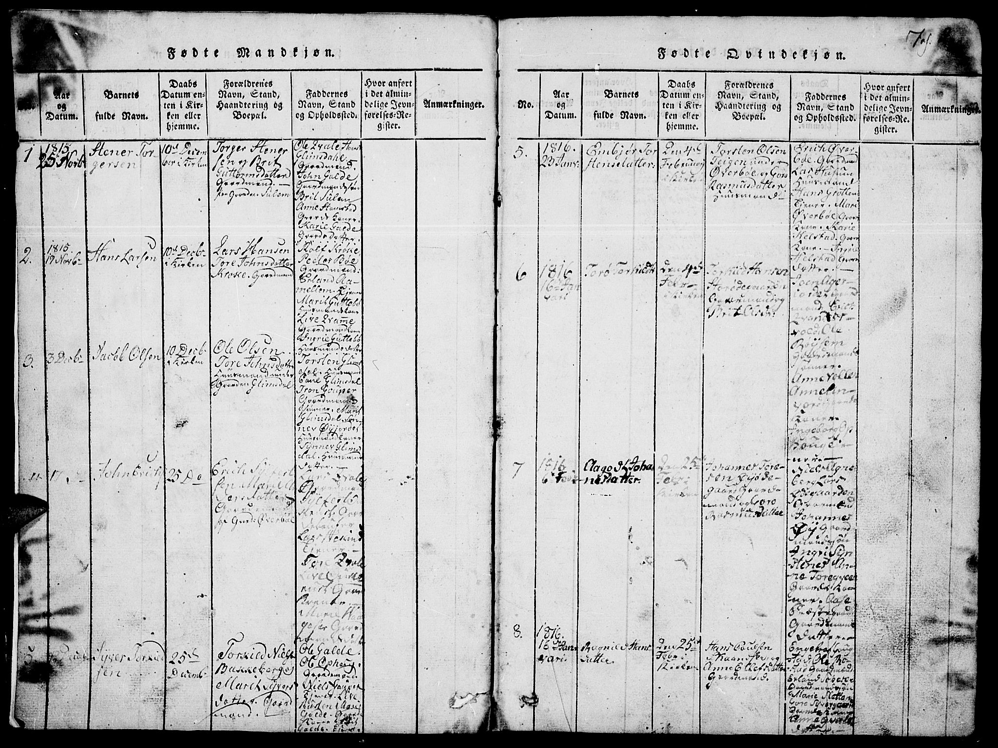 Lom prestekontor, SAH/PREST-070/L/L0001: Parish register (copy) no. 1, 1815-1836, p. 2