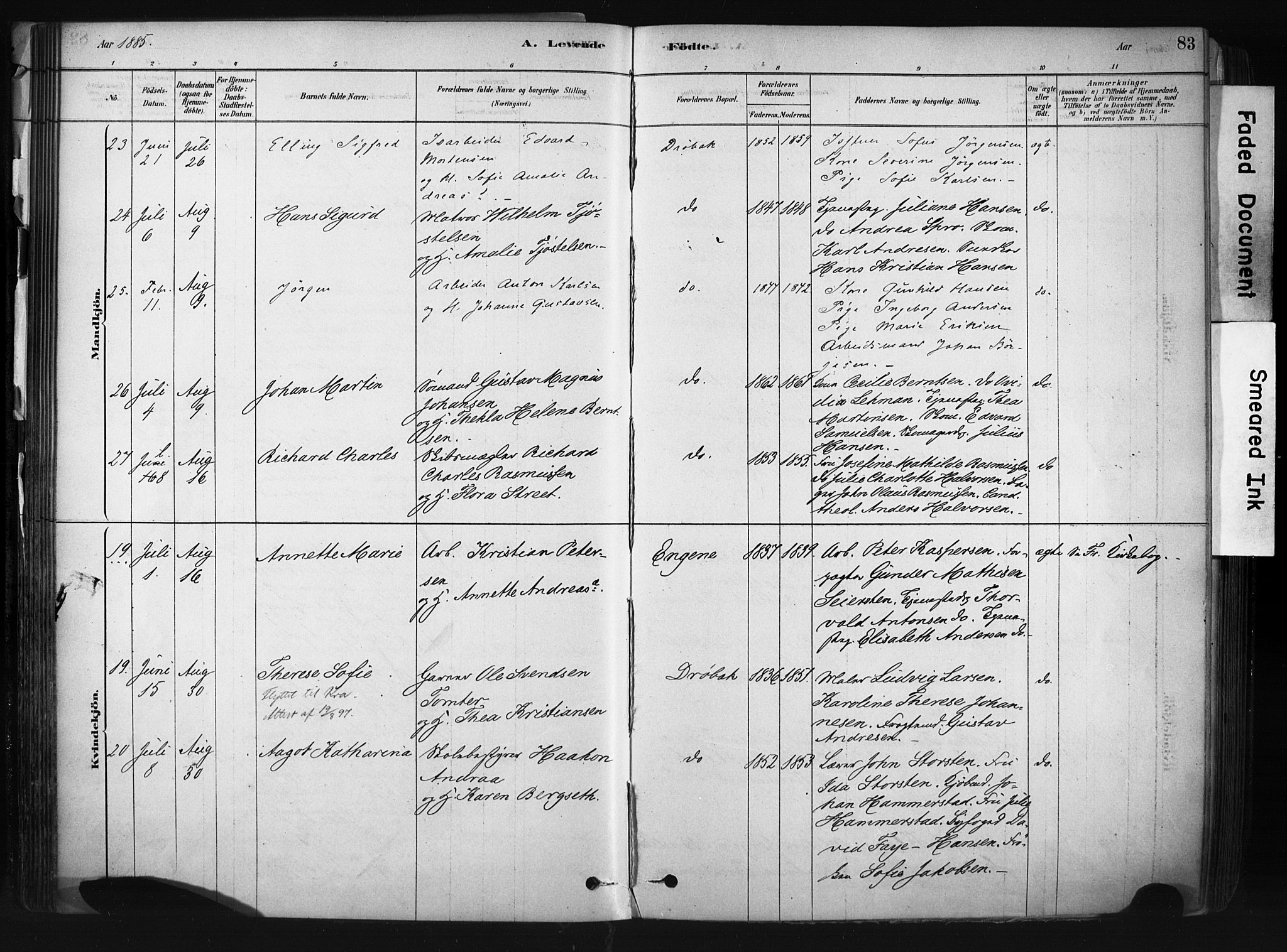 Drøbak prestekontor Kirkebøker, AV/SAO-A-10142a/F/Fb/L0001: Parish register (official) no. II 1, 1878-1891, p. 83