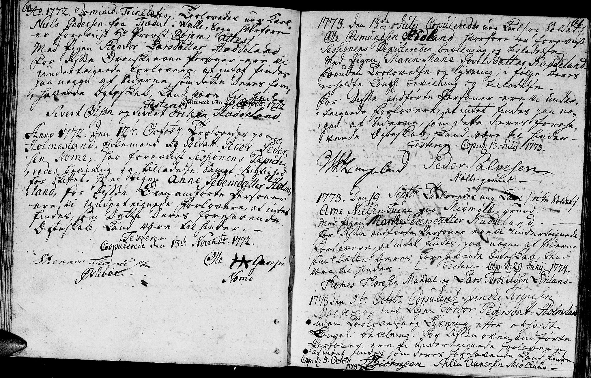 Holum sokneprestkontor, AV/SAK-1111-0022/F/Fa/Faa/L0001: Parish register (official) no. A 1, 1750-1802, p. 60-61