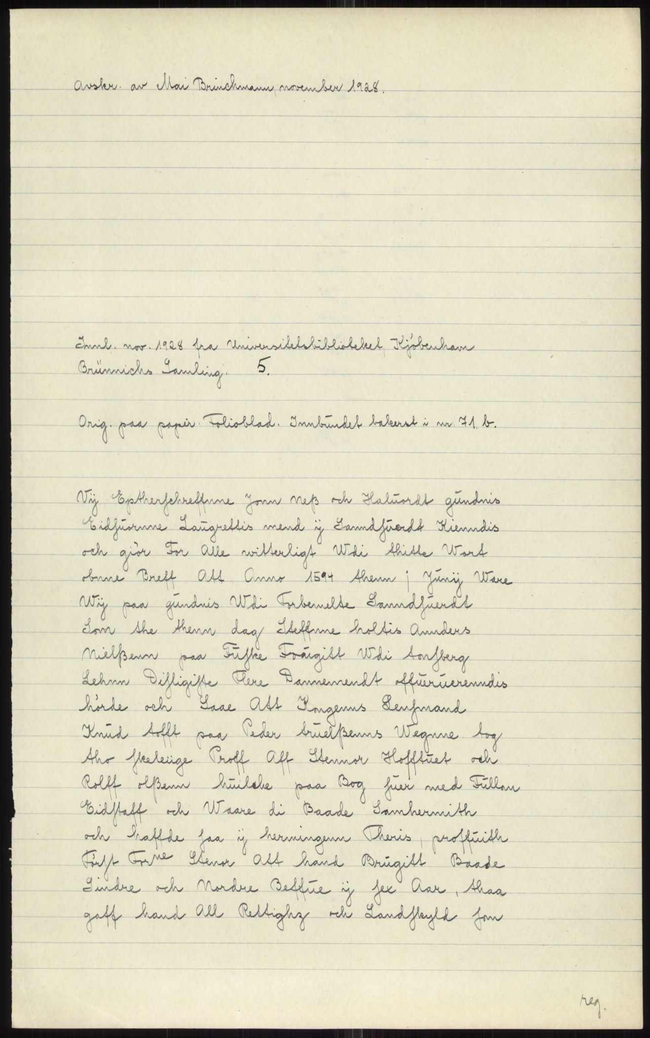 Samlinger til kildeutgivelse, Diplomavskriftsamlingen, AV/RA-EA-4053/H/Ha, p. 1071