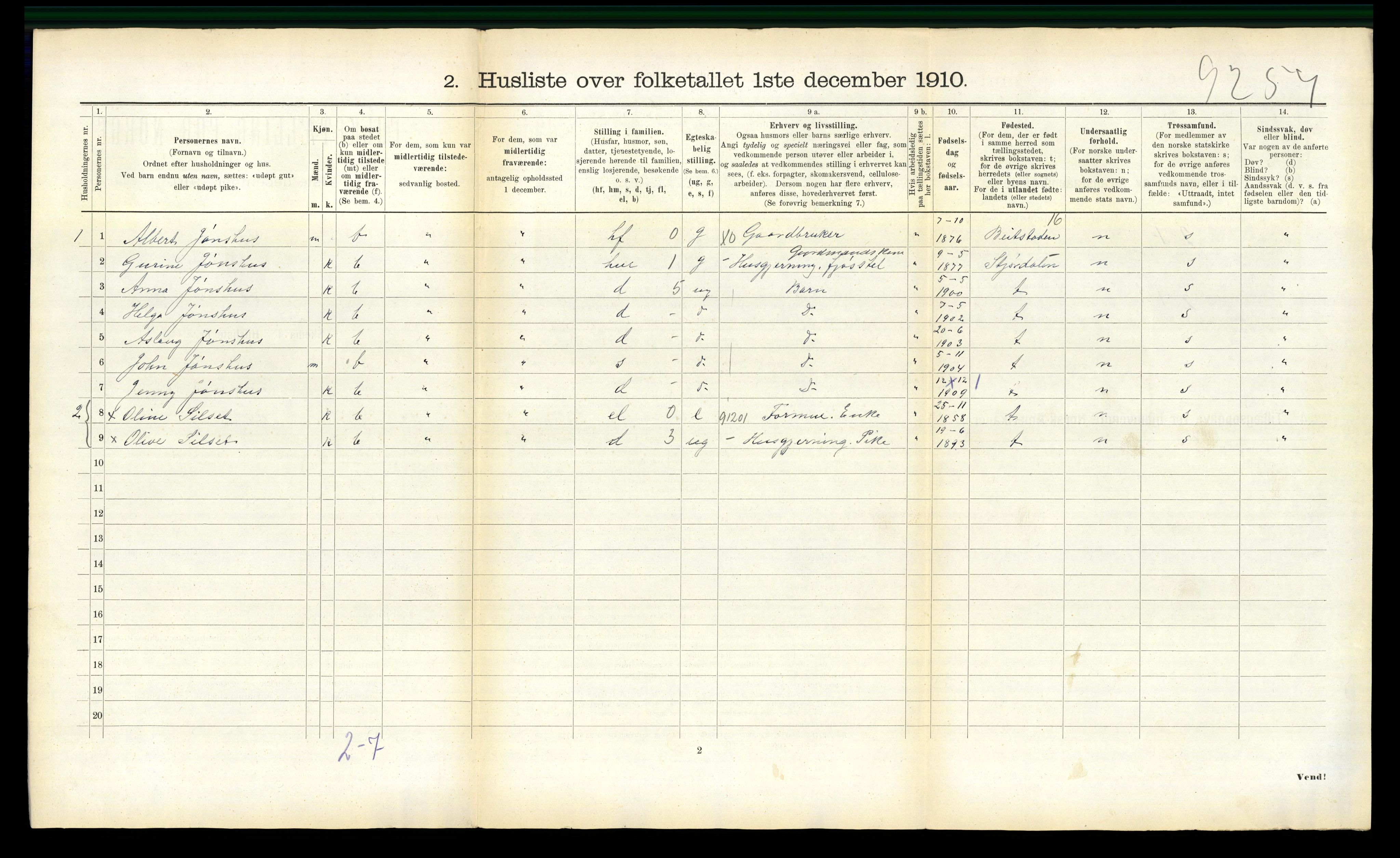 RA, 1910 census for Skogn, 1910, p. 1029