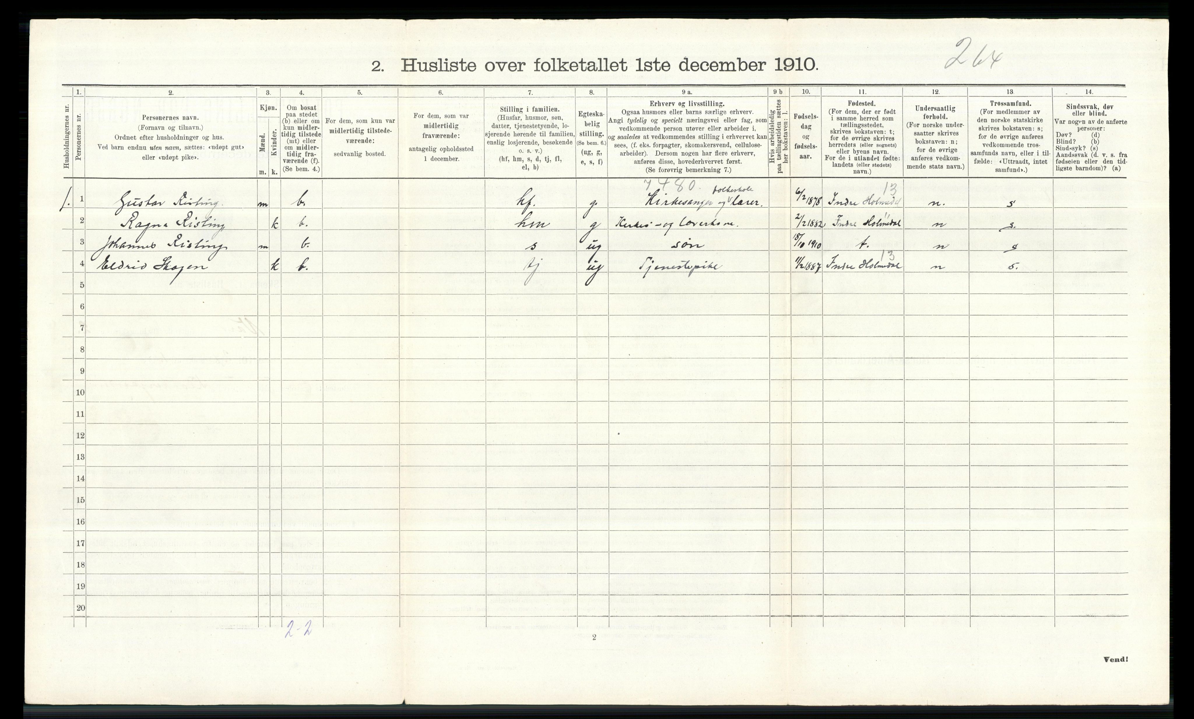 RA, 1910 census for Vardal, 1910, p. 141