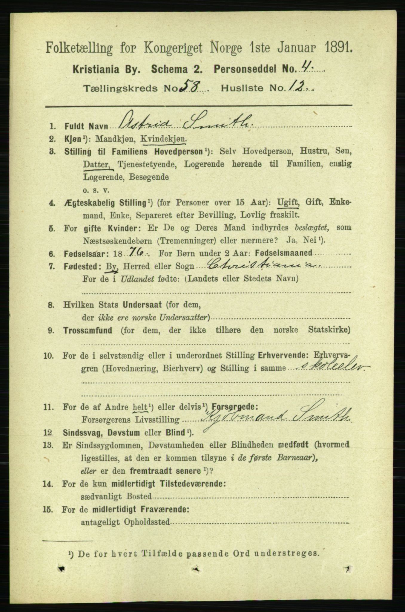 RA, 1891 census for 0301 Kristiania, 1891, p. 30822