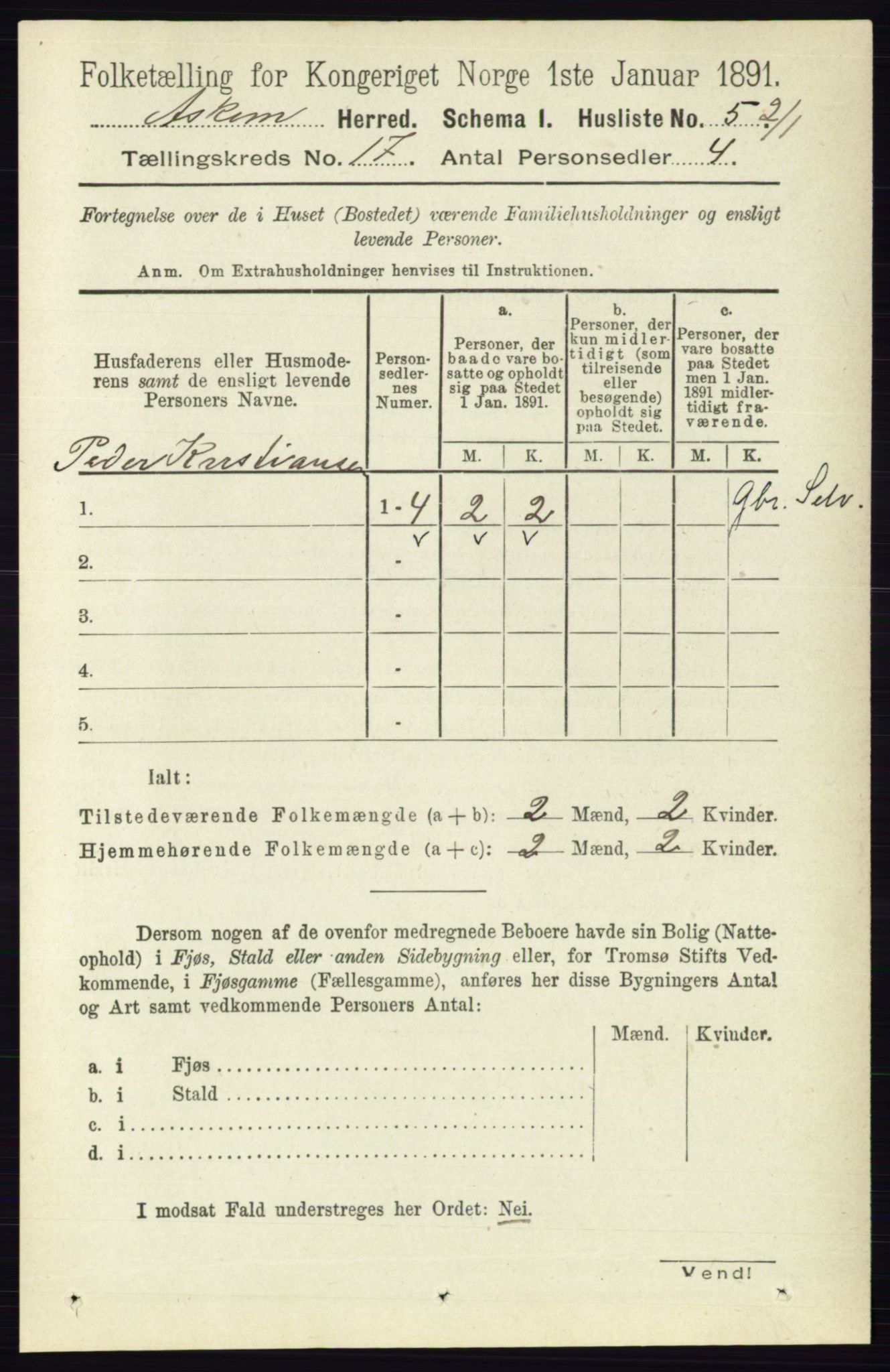 RA, 1891 census for 0124 Askim, 1891, p. 2825