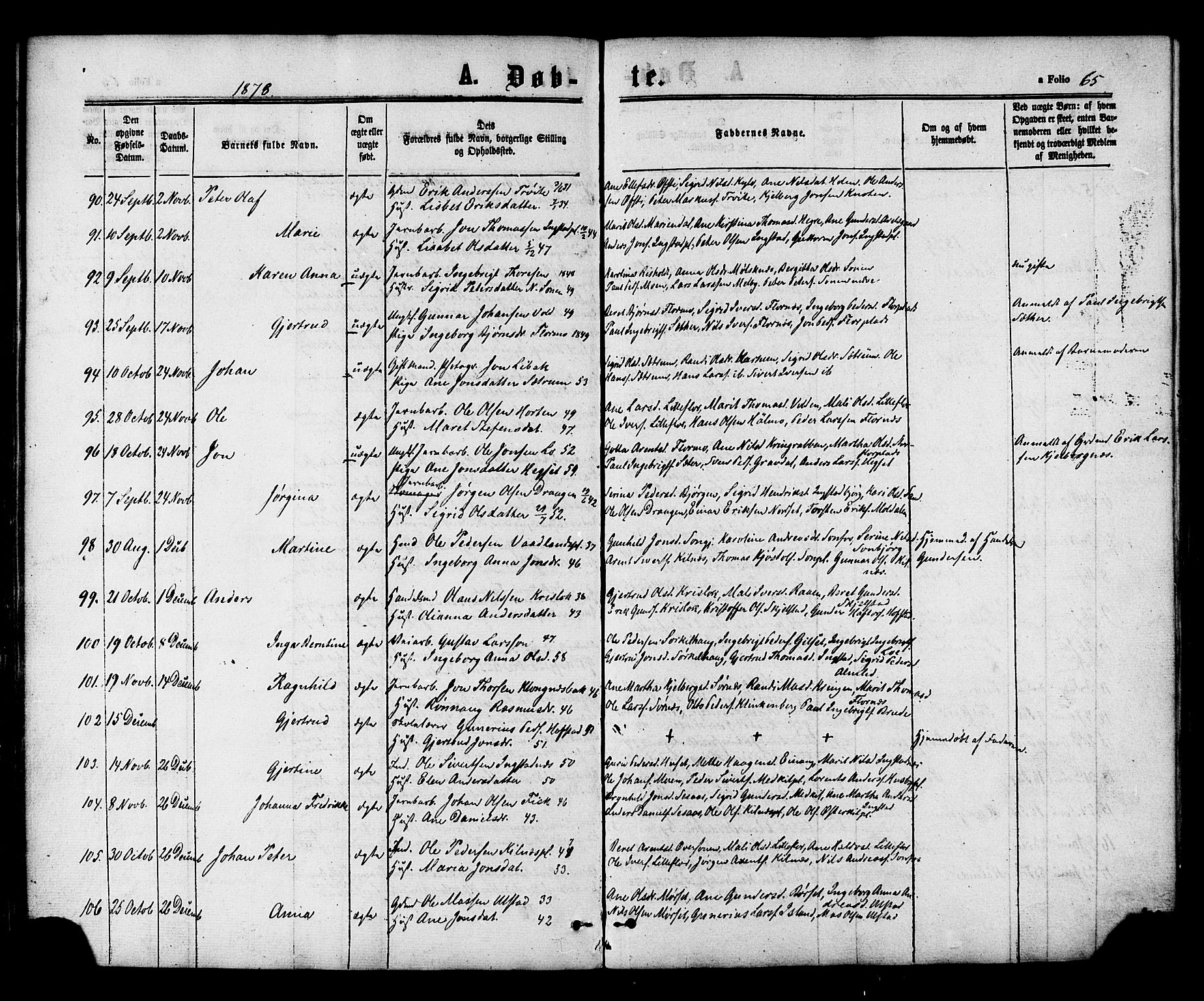 Ministerialprotokoller, klokkerbøker og fødselsregistre - Nord-Trøndelag, AV/SAT-A-1458/703/L0029: Parish register (official) no. 703A02, 1863-1879, p. 65