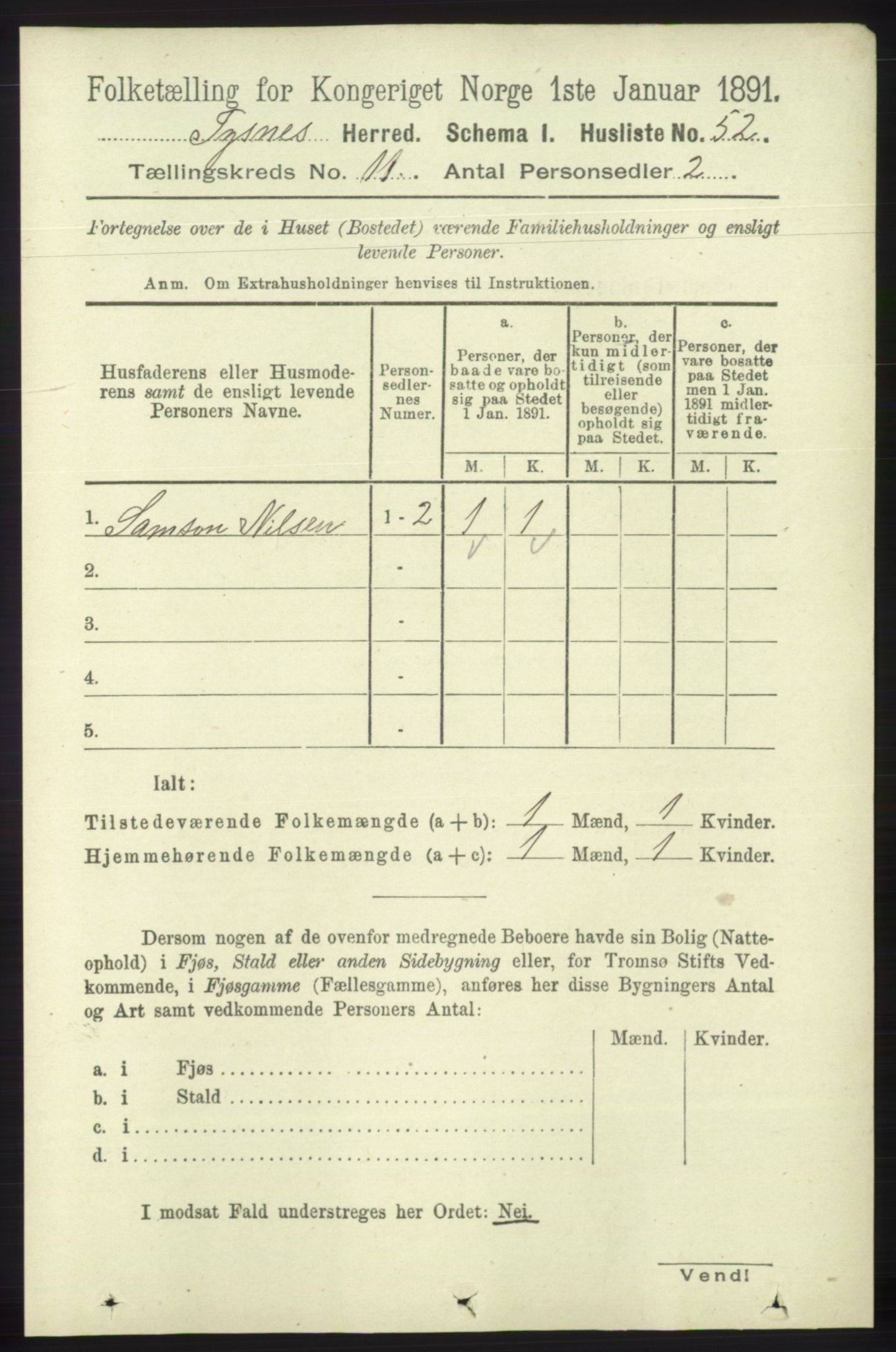 RA, 1891 census for 1223 Tysnes, 1891, p. 5356