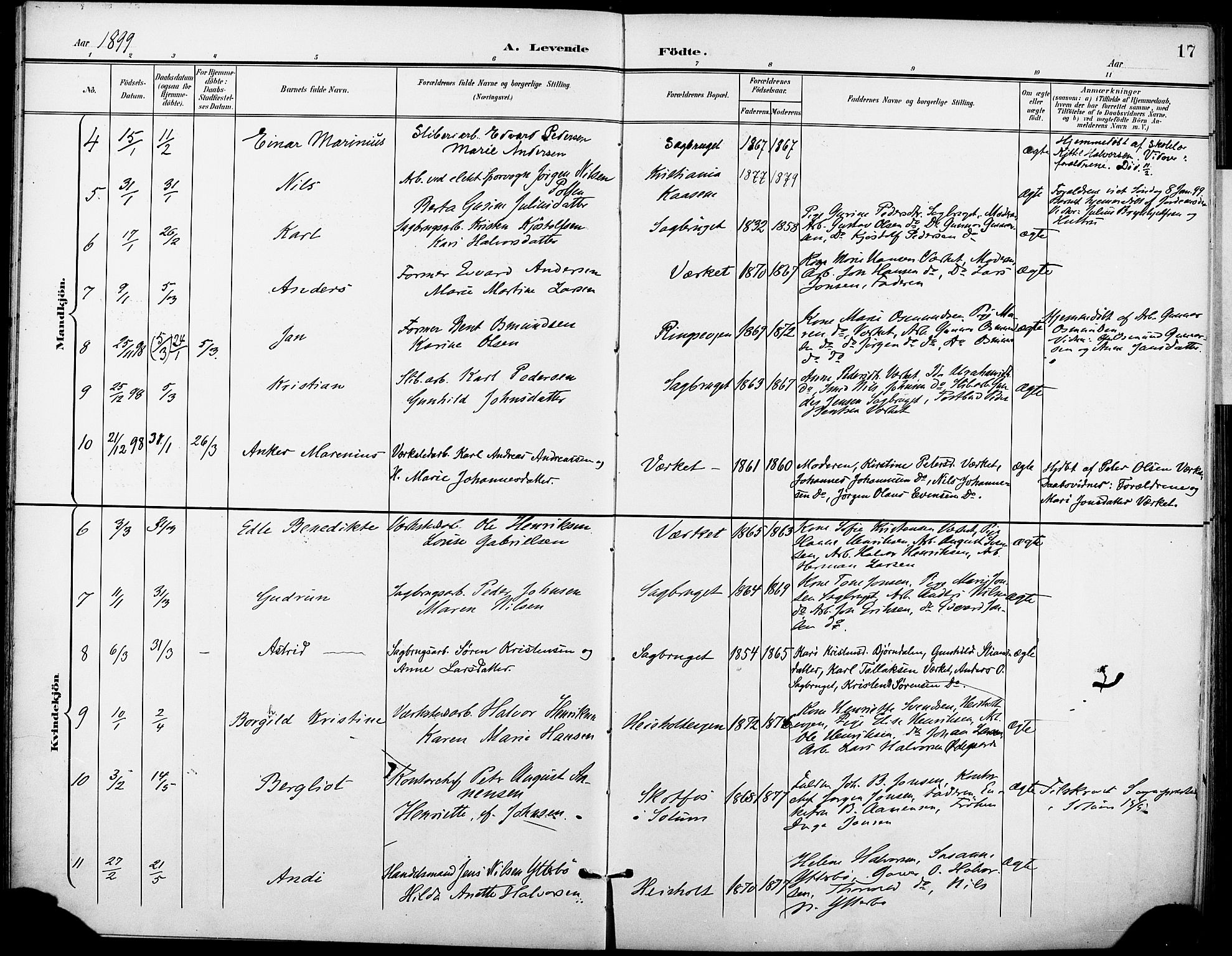 Holla kirkebøker, SAKO/A-272/F/Fa/L0010: Parish register (official) no. 10, 1897-1907, p. 17