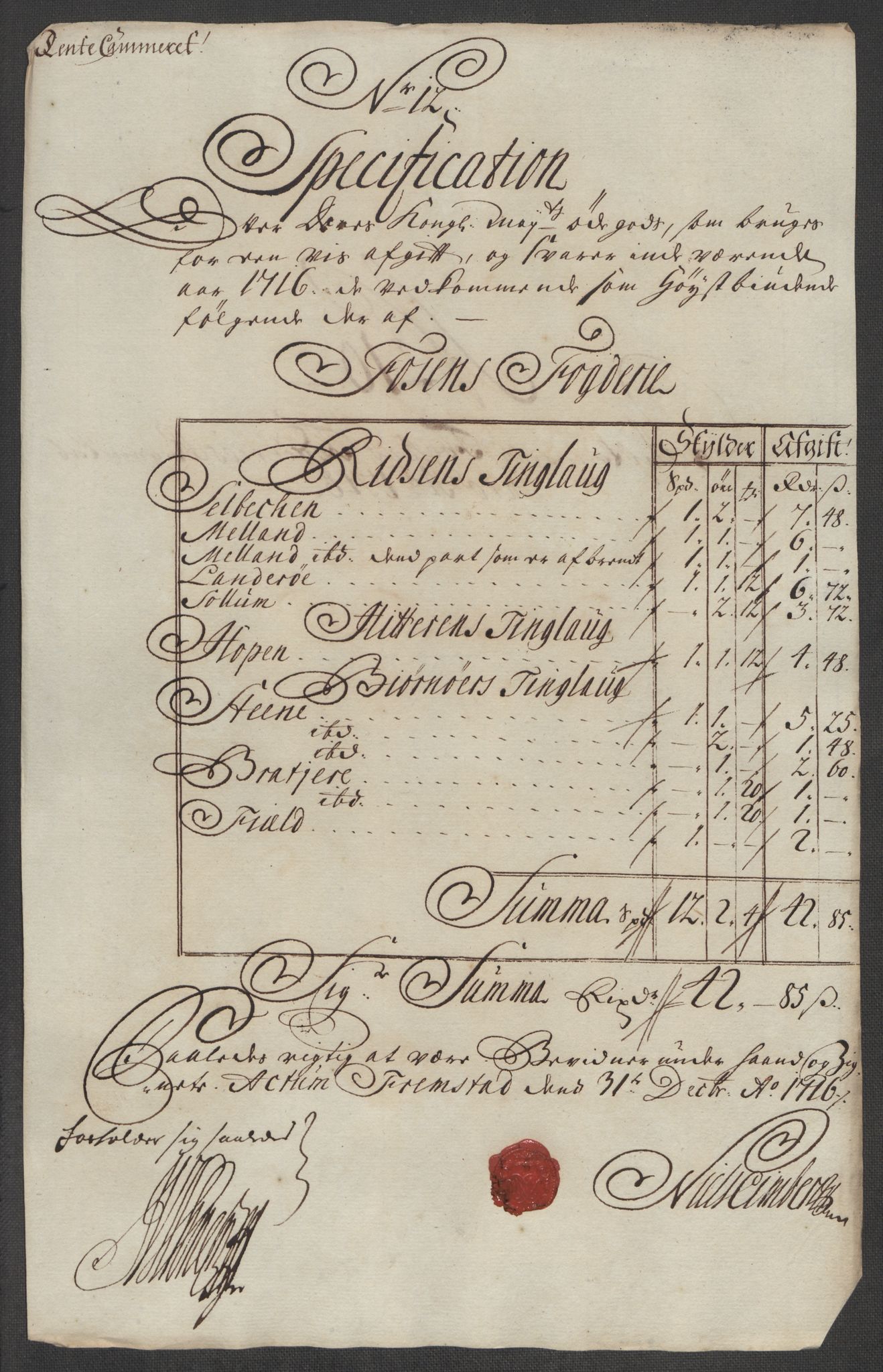 Rentekammeret inntil 1814, Reviderte regnskaper, Fogderegnskap, AV/RA-EA-4092/R57/L3864: Fogderegnskap Fosen, 1716, p. 120