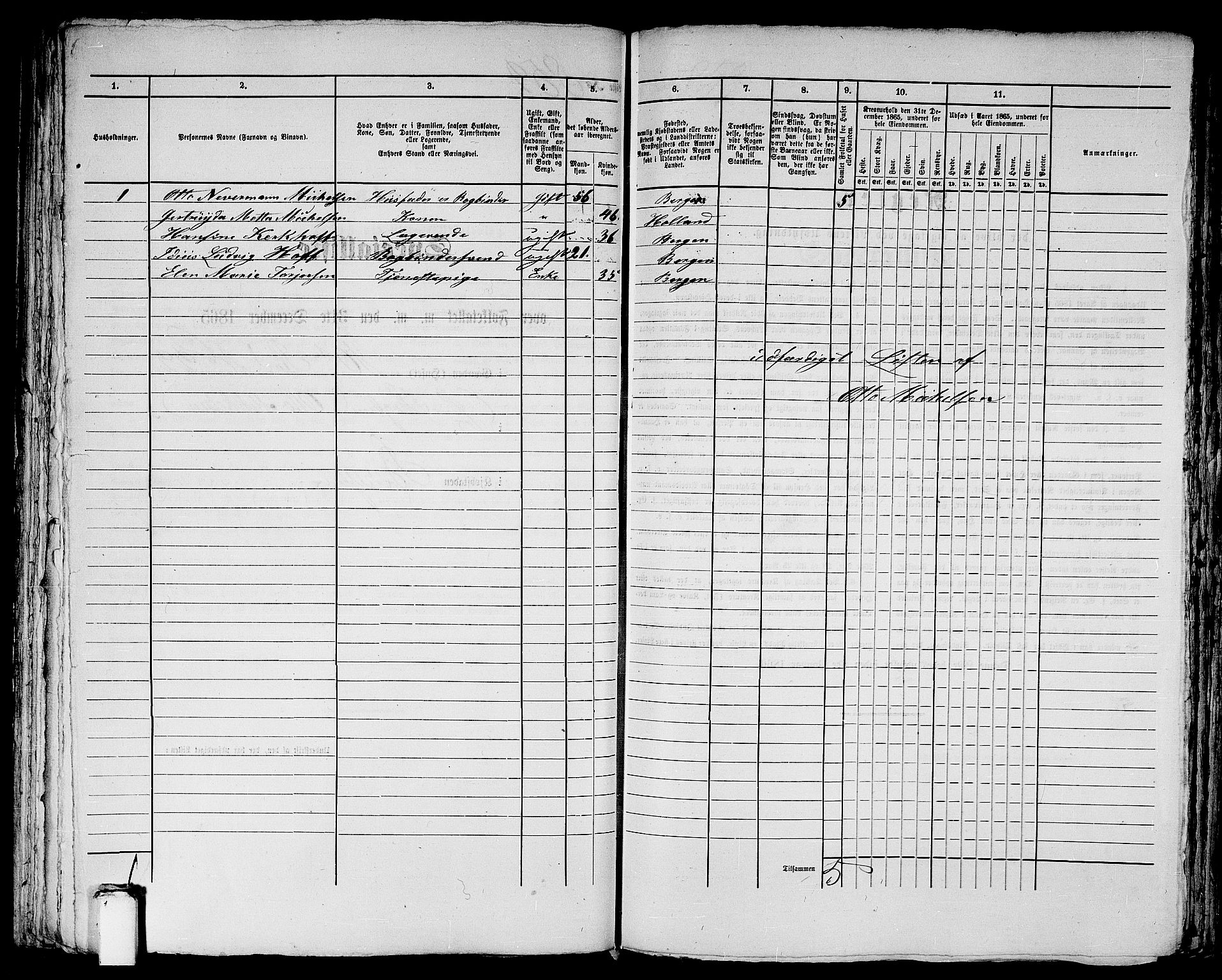 RA, 1865 census for Bergen, 1865, p. 1766