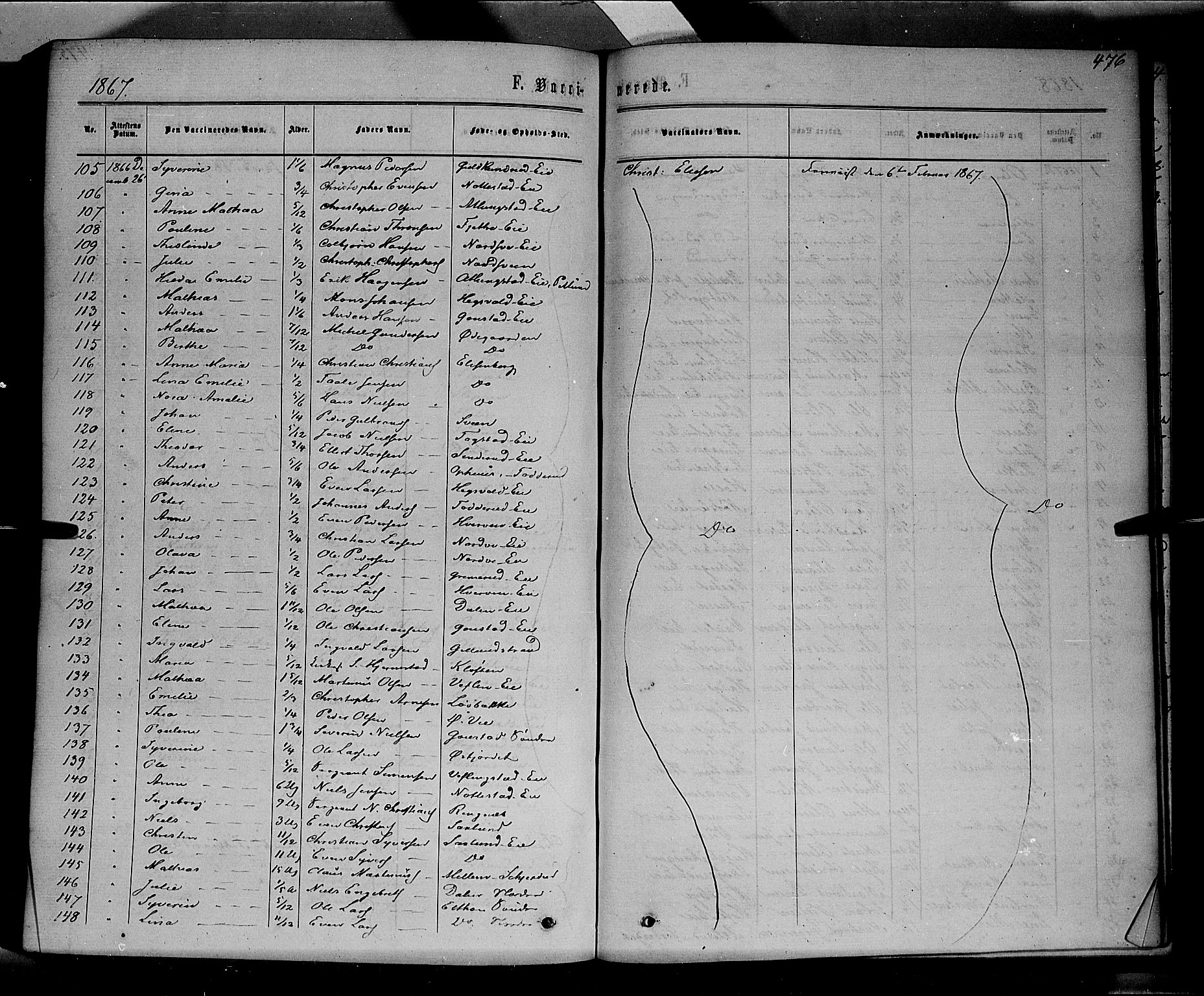 Stange prestekontor, SAH/PREST-002/K/L0013: Parish register (official) no. 13, 1862-1879, p. 476