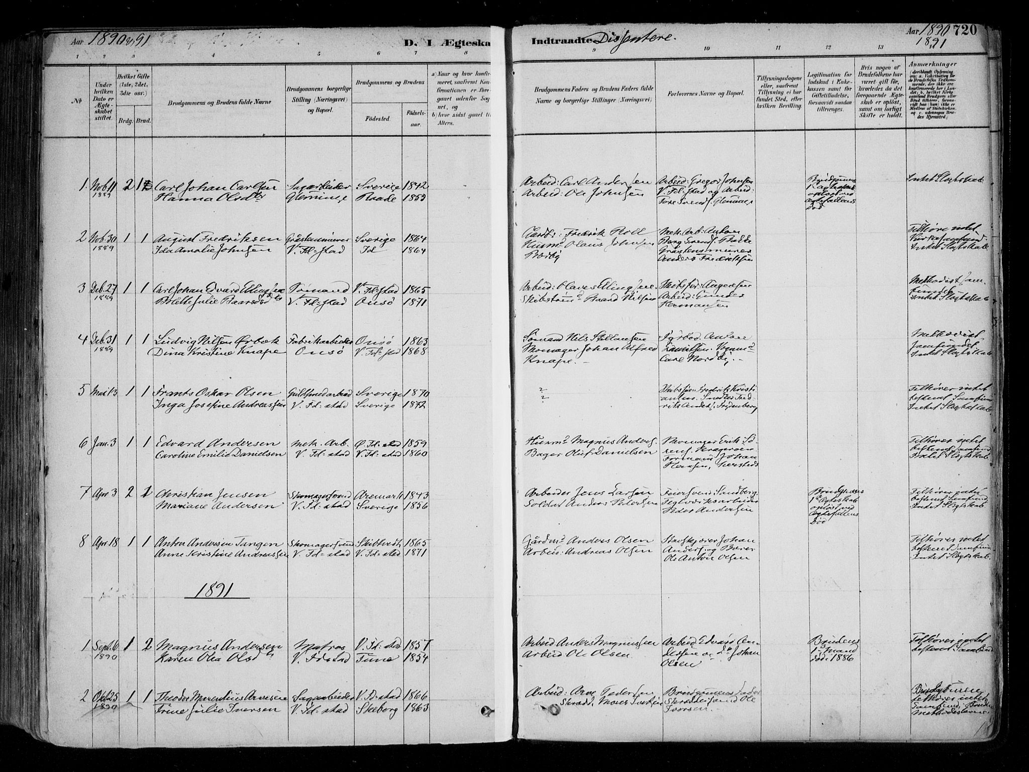 Fredrikstad domkirkes prestekontor Kirkebøker, SAO/A-10906/F/Fa/L0004: Parish register (official) no. 4, 1878-1907, p. 720