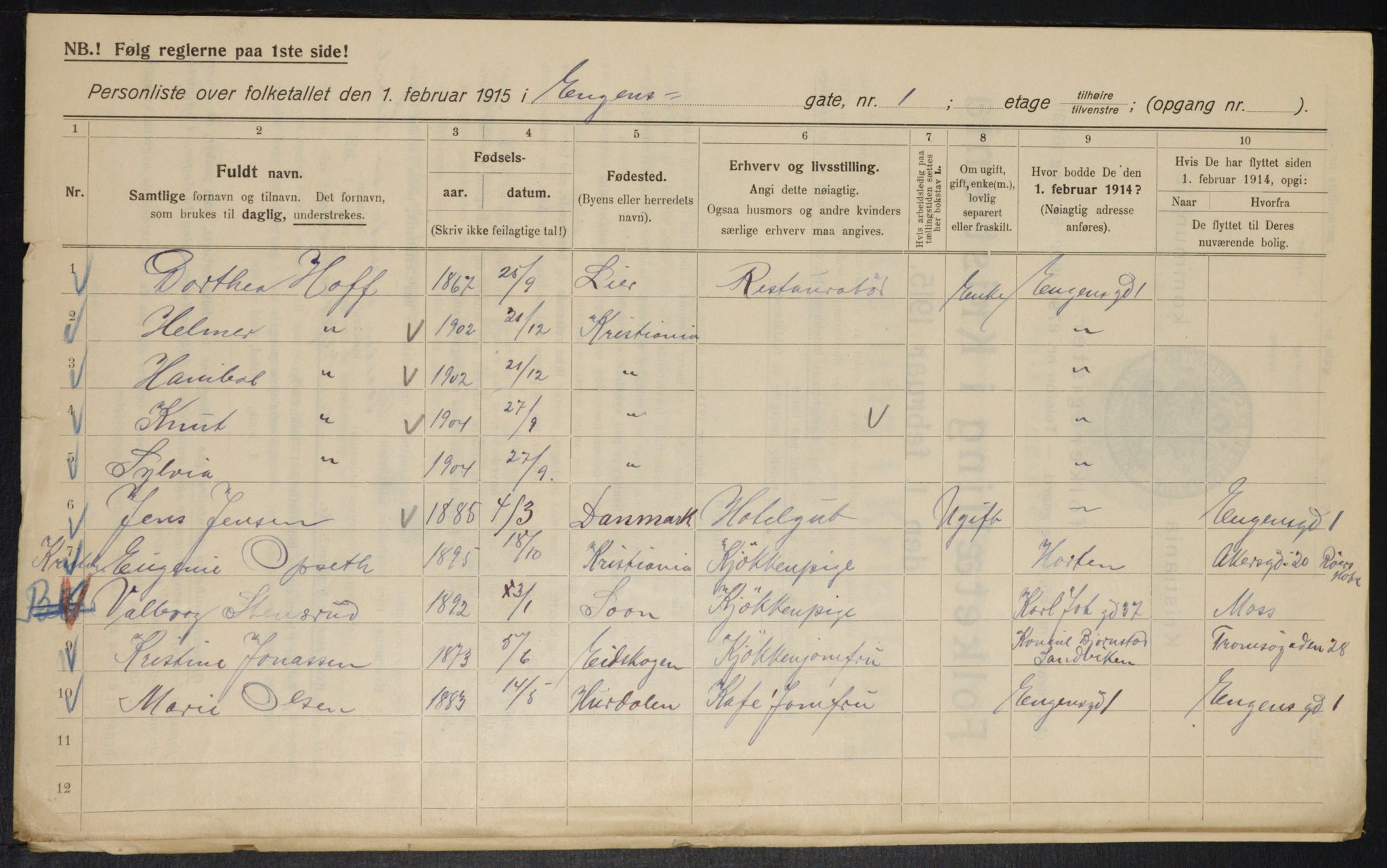 OBA, Municipal Census 1915 for Kristiania, 1915, p. 21290
