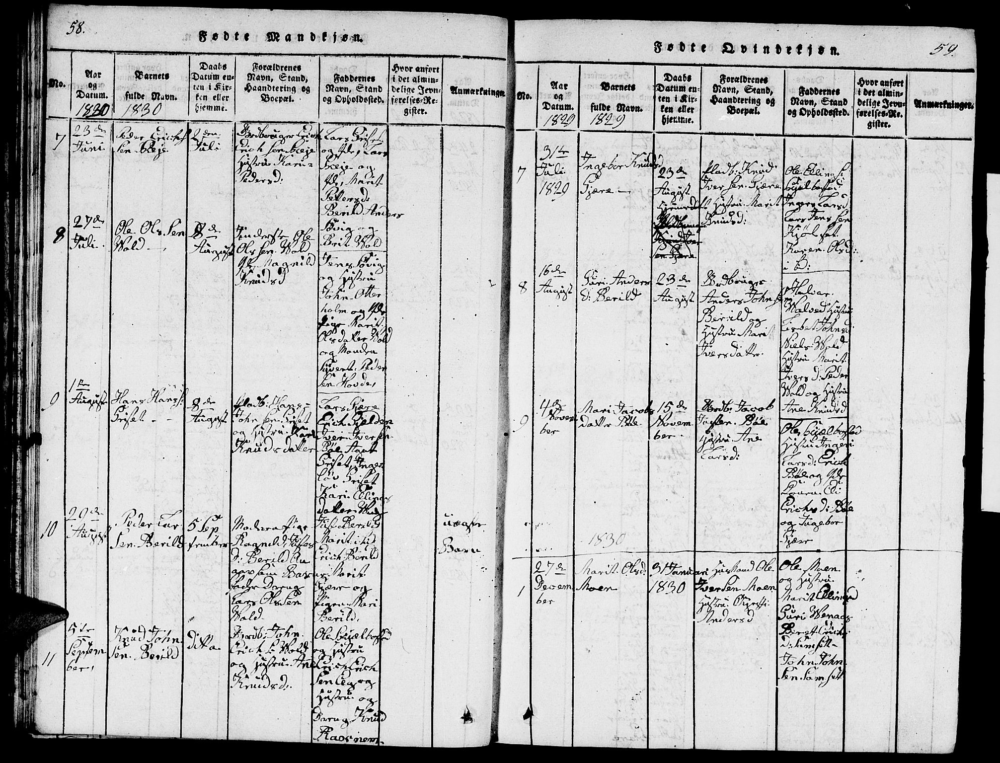 Ministerialprotokoller, klokkerbøker og fødselsregistre - Møre og Romsdal, SAT/A-1454/543/L0563: Parish register (copy) no. 543C01, 1818-1836, p. 58-59
