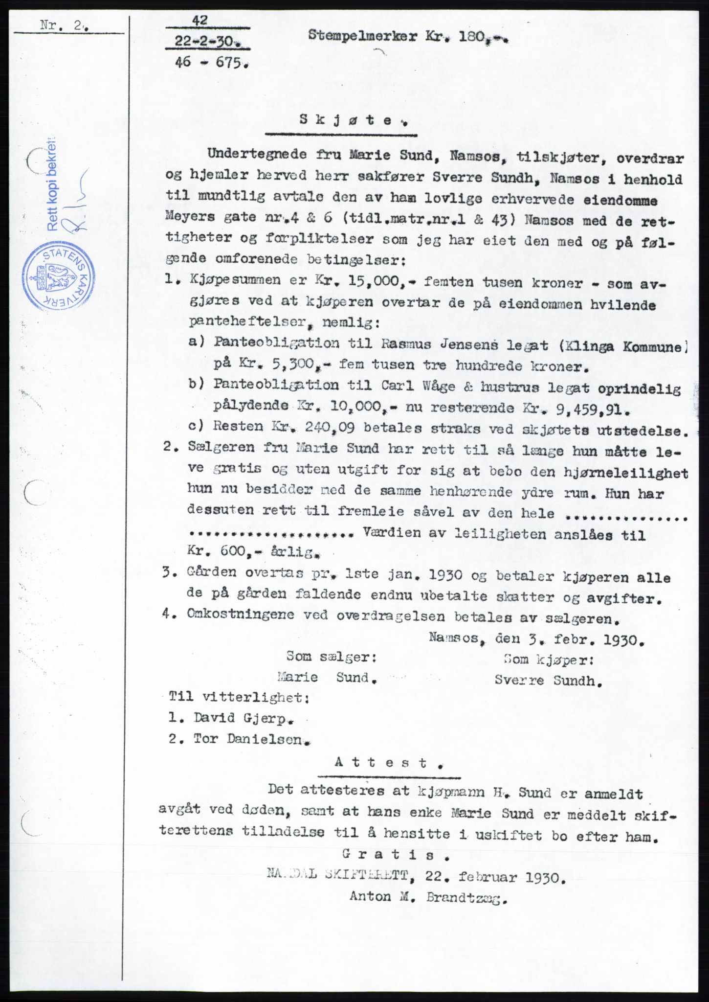 Namdal sorenskriveri, SAT/A-4133/1/2/2C: Mortgage book no. -, 1937-1939, Deed date: 08.04.1937