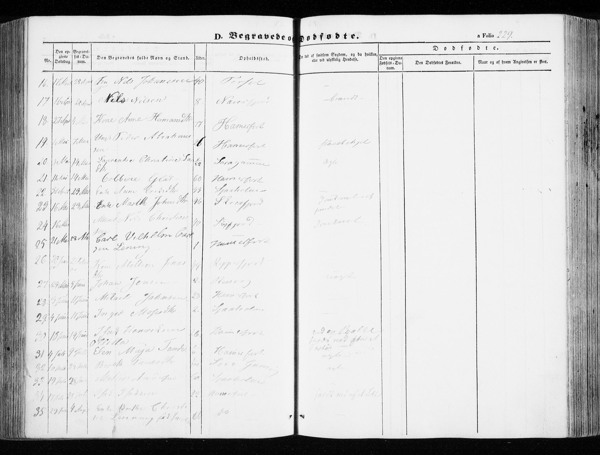 Hammerfest sokneprestkontor, SATØ/S-1347/H/Ha/L0004.kirke: Parish register (official) no. 4, 1843-1856, p. 229