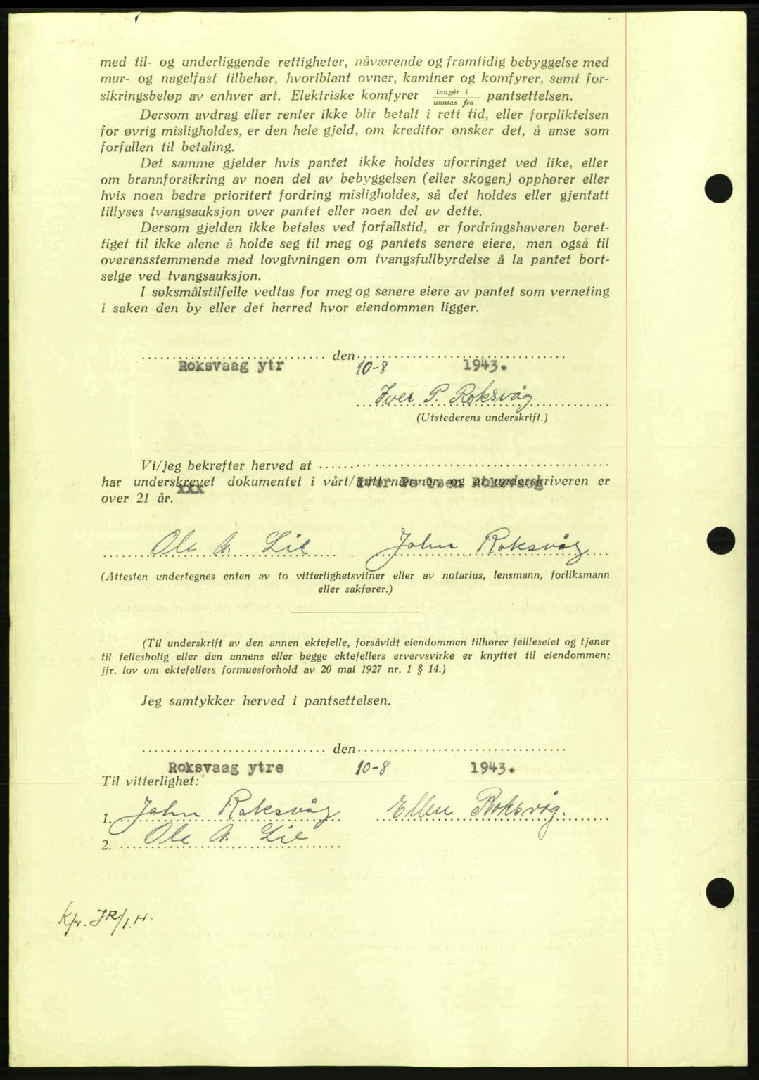 Nordmøre sorenskriveri, AV/SAT-A-4132/1/2/2Ca: Mortgage book no. B91, 1943-1944, Diary no: : 1781/1943