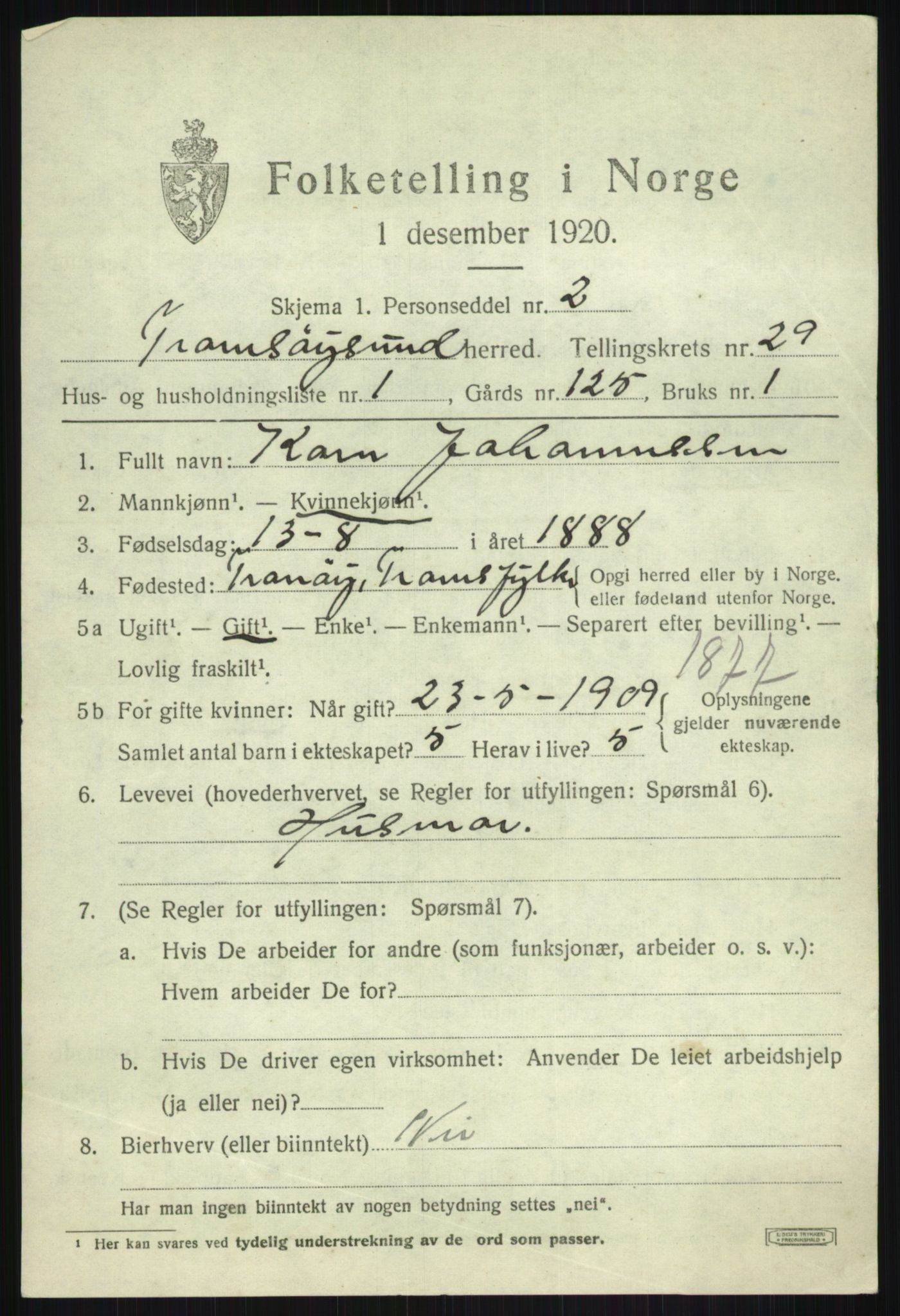 SATØ, 1920 census for Tromsøysund, 1920, p. 13232