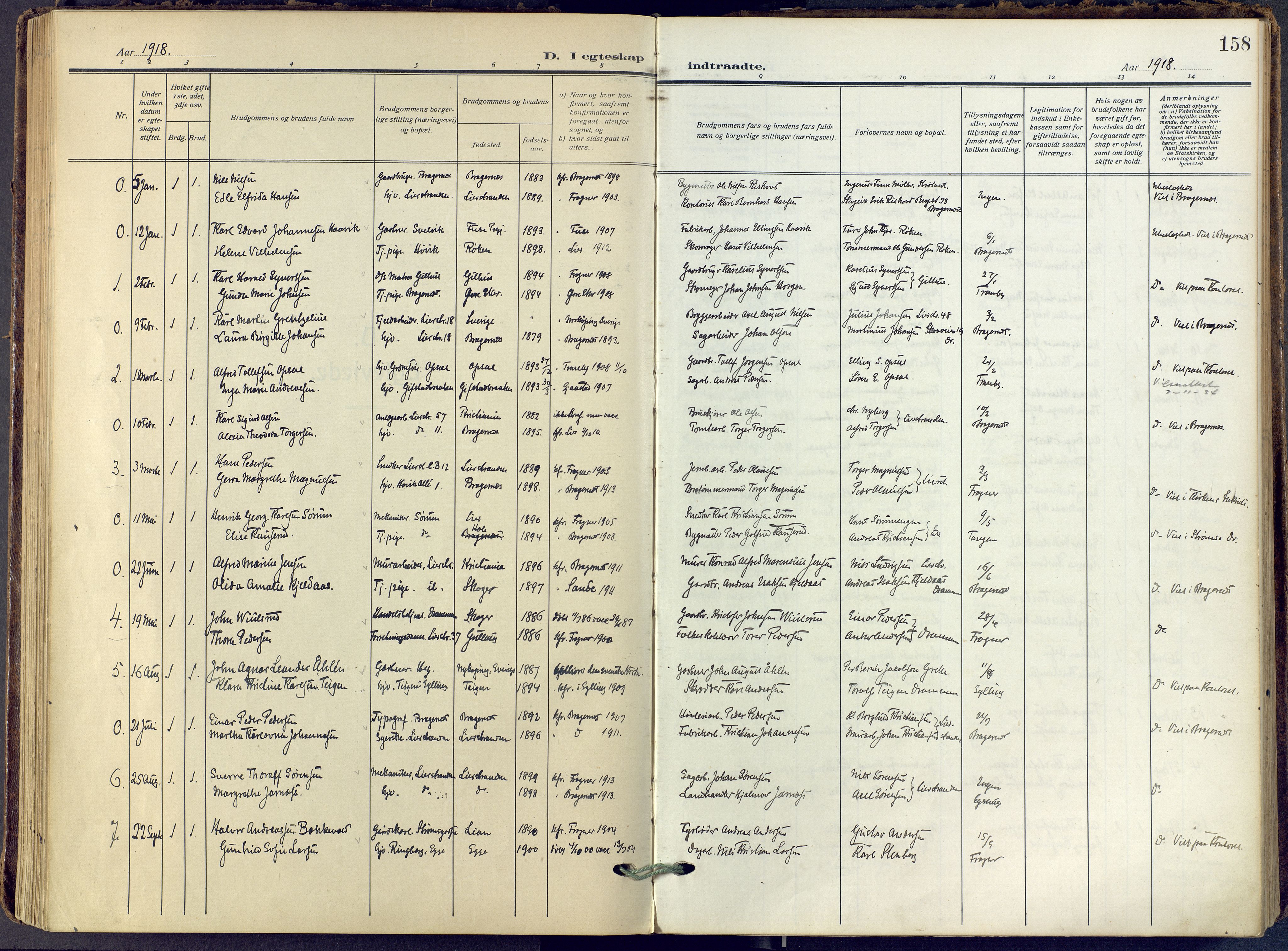Lier kirkebøker, SAKO/A-230/F/Fa/L0019: Parish register (official) no. I 19, 1918-1928, p. 158