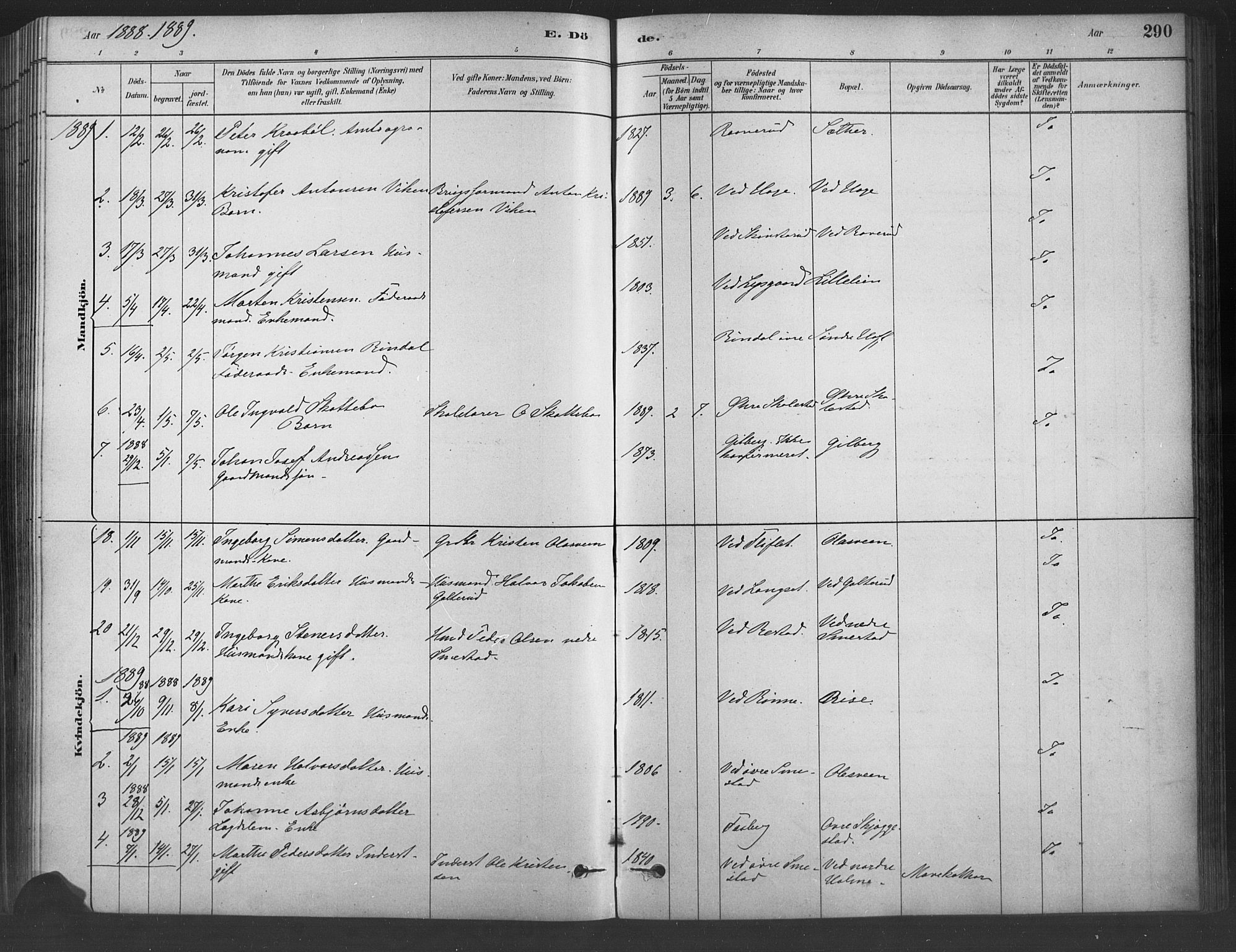 Fåberg prestekontor, SAH/PREST-086/H/Ha/Haa/L0009: Parish register (official) no. 9, 1879-1898, p. 290