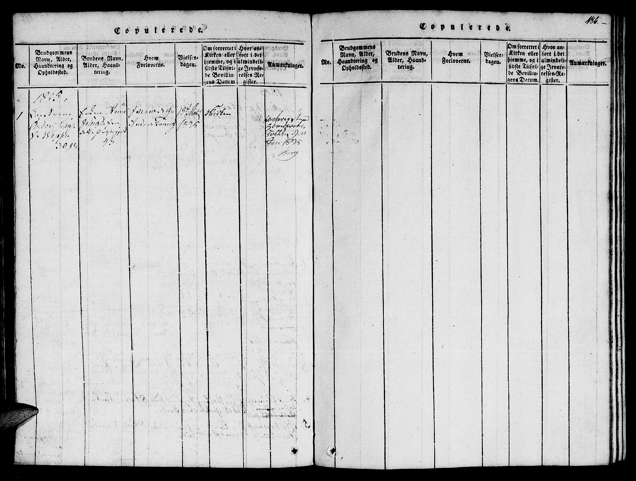 Ministerialprotokoller, klokkerbøker og fødselsregistre - Nord-Trøndelag, AV/SAT-A-1458/759/L0527: Parish register (copy) no. 759C01 /1, 1816-1825, p. 186