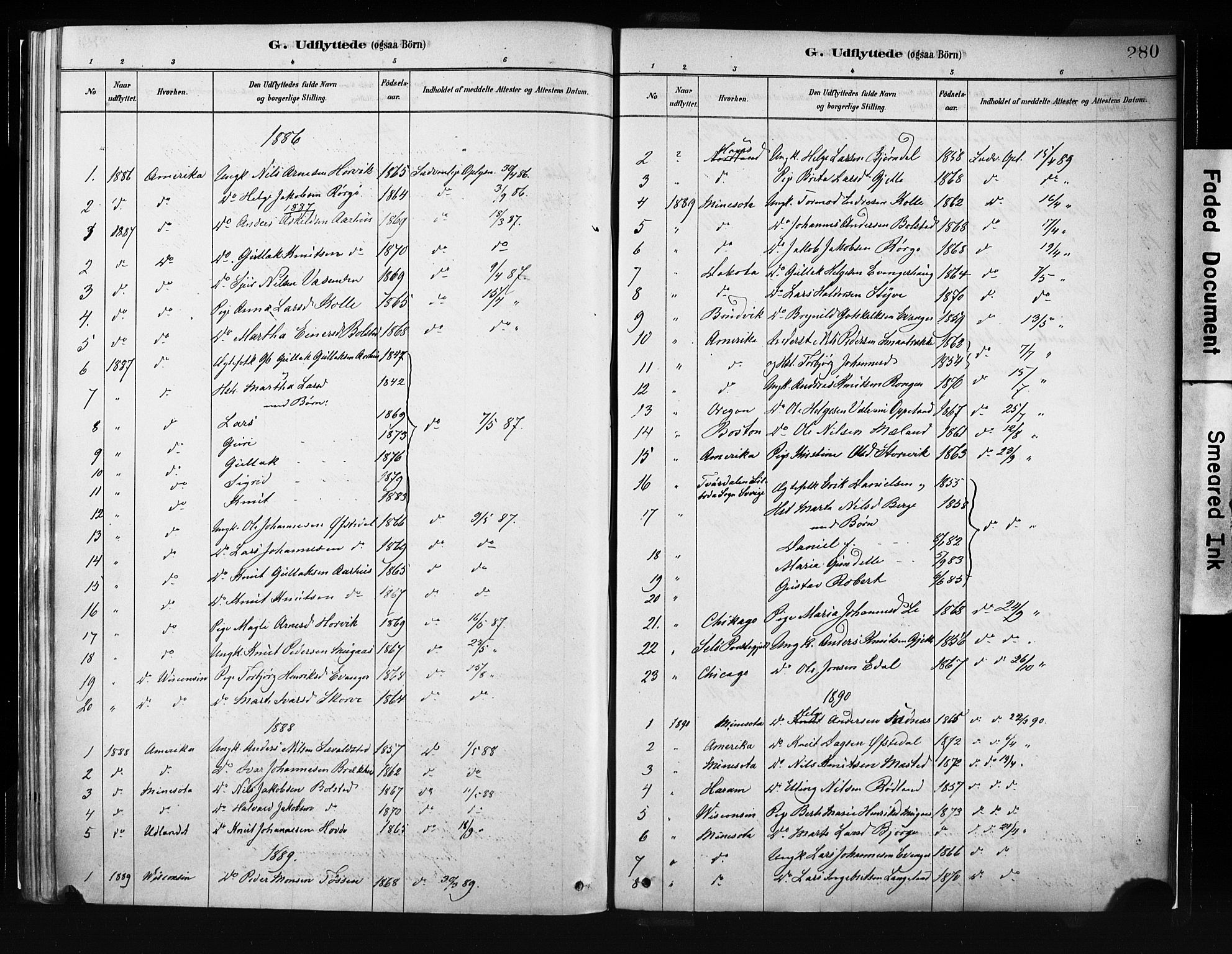 Evanger sokneprestembete, SAB/A-99924: Parish register (official) no. A 1, 1877-1899, p. 280