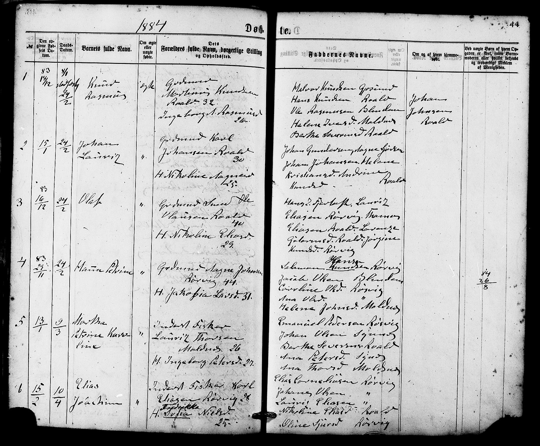 Ministerialprotokoller, klokkerbøker og fødselsregistre - Møre og Romsdal, AV/SAT-A-1454/537/L0519: Parish register (official) no. 537A03, 1876-1889, p. 44