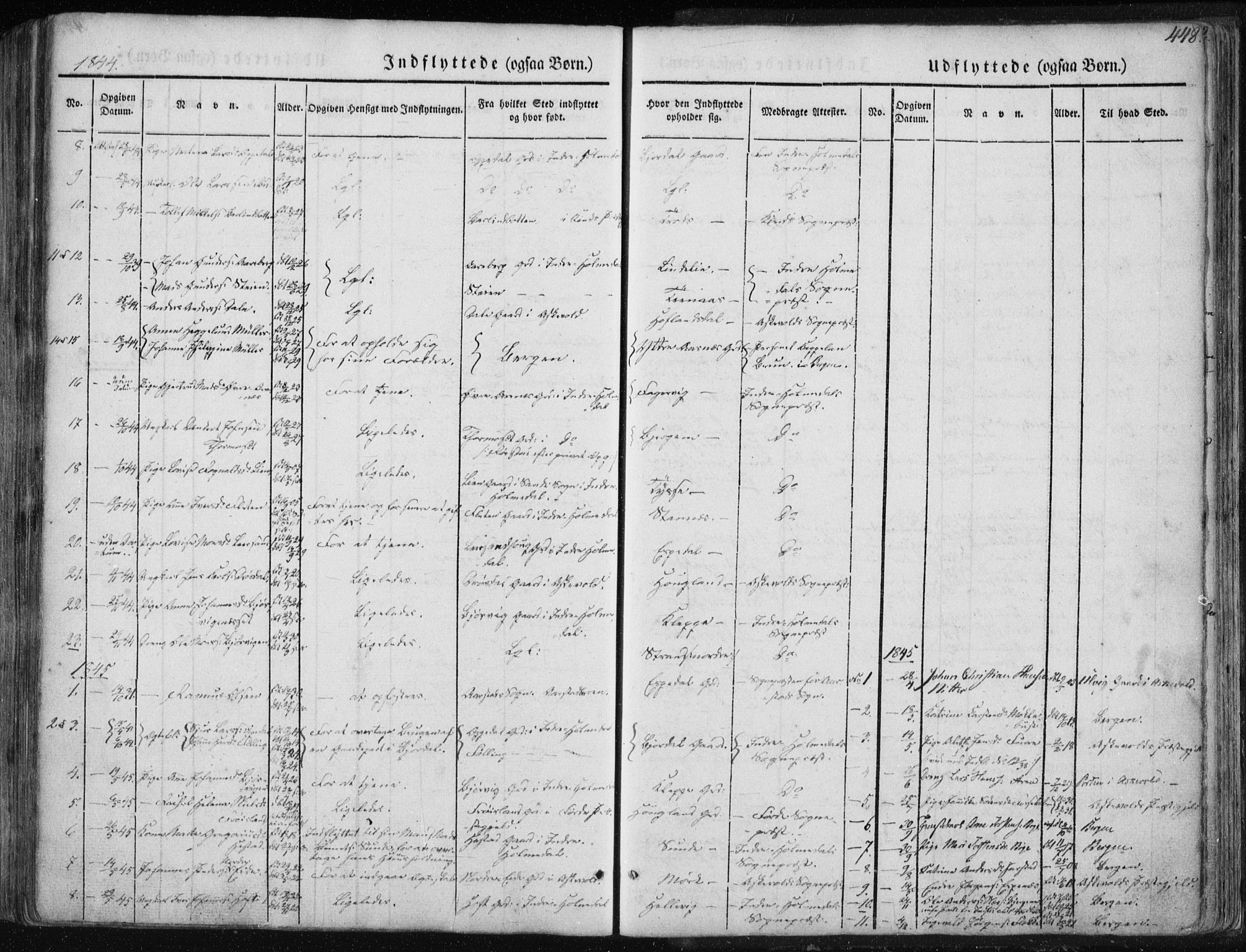 Fjaler sokneprestembete, AV/SAB-A-79801/H/Haa/Haaa/L0006: Parish register (official) no. A 6, 1835-1884, p. 448