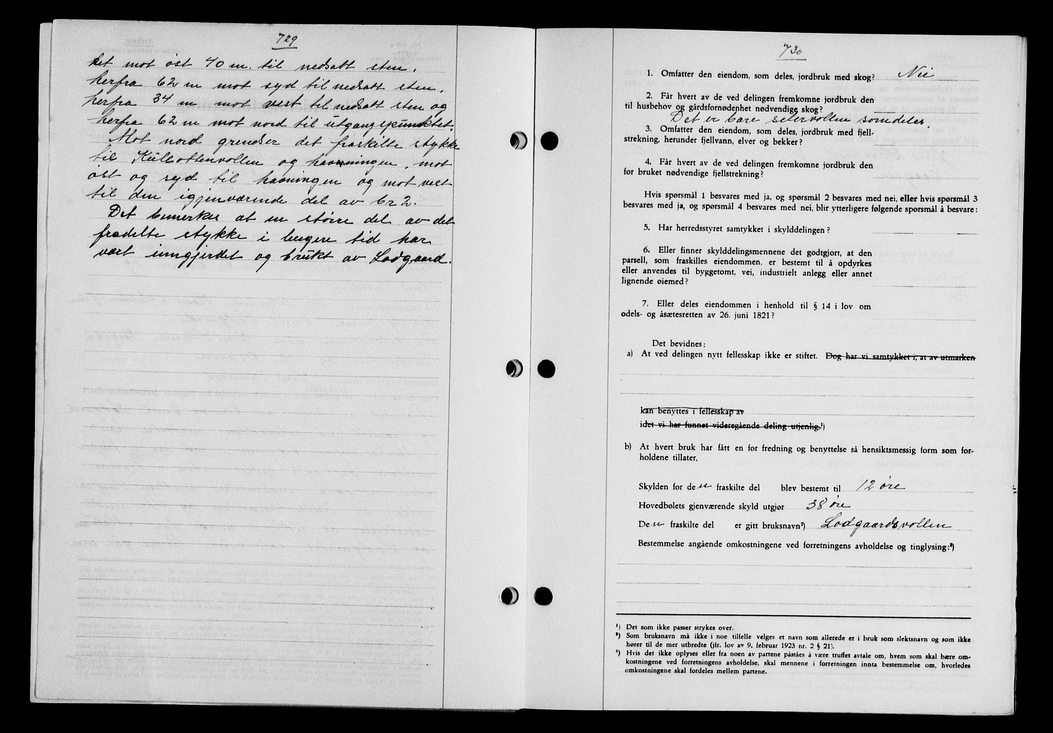 Gauldal sorenskriveri, SAT/A-0014/1/2/2C/L0048: Mortgage book no. 51-52, 1937-1938, p. 729-730, Diary no: : 1445/1937
