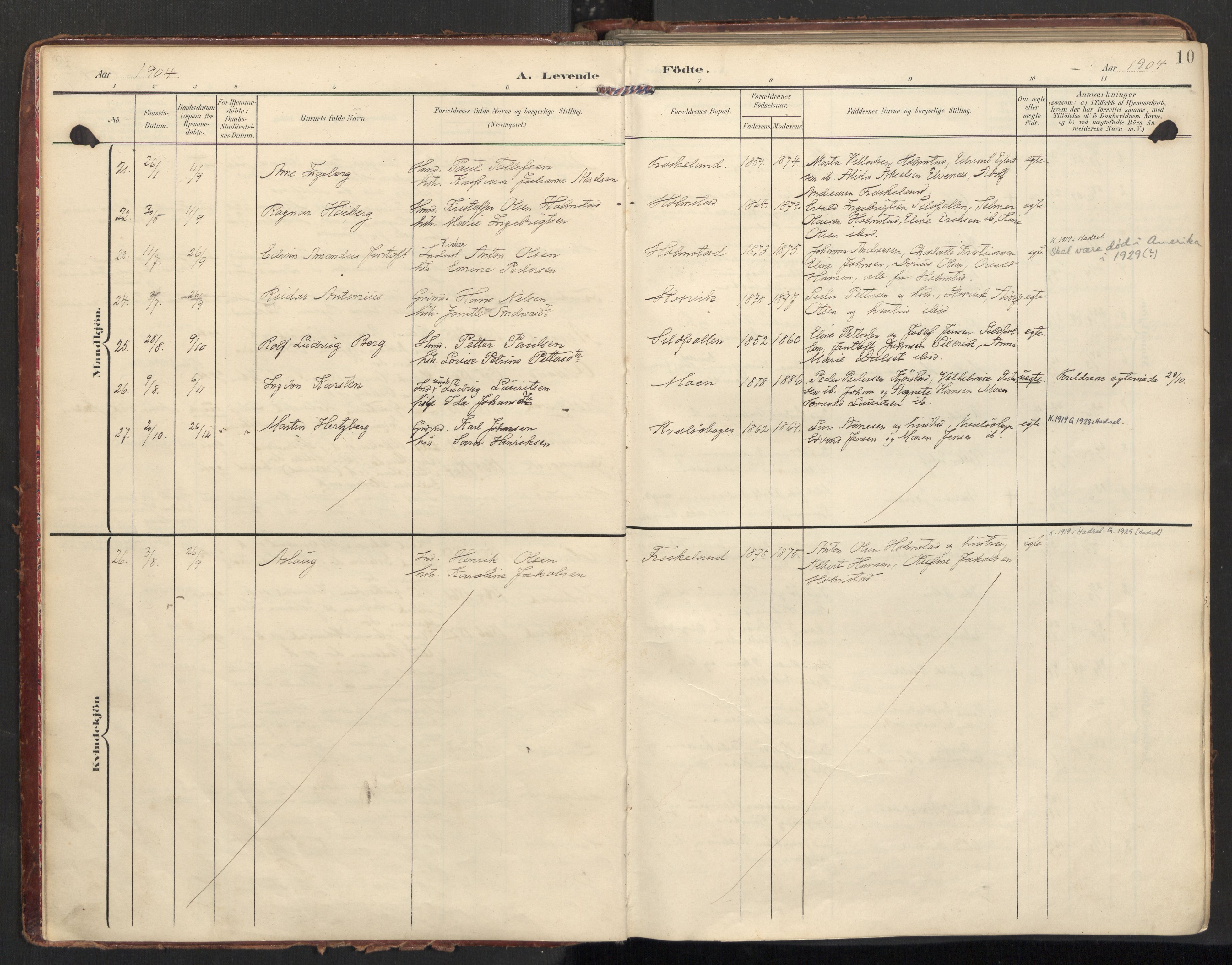 Ministerialprotokoller, klokkerbøker og fødselsregistre - Nordland, AV/SAT-A-1459/890/L1287: Parish register (official) no. 890A02, 1903-1915, p. 10