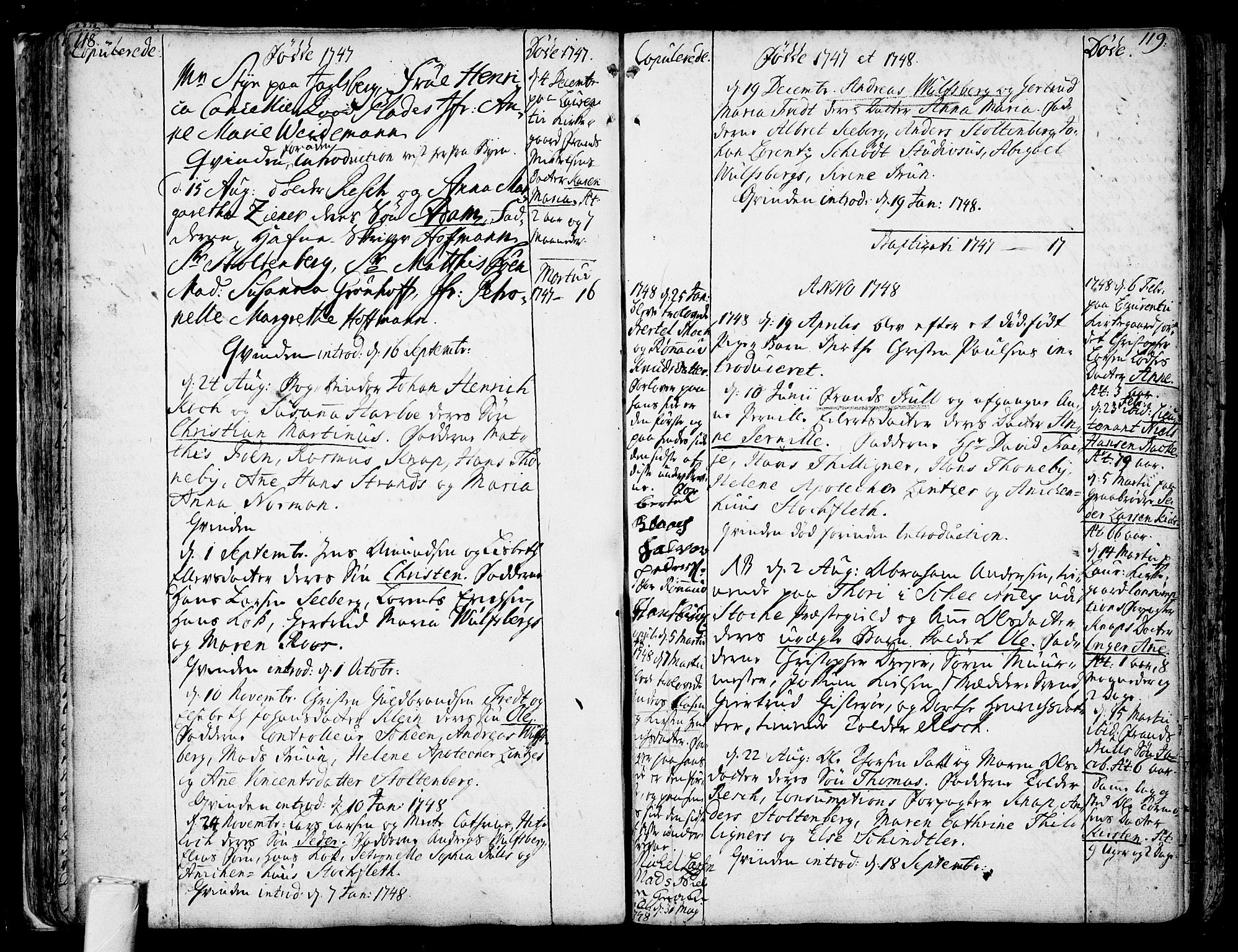 Tønsberg kirkebøker, AV/SAKO-A-330/F/Fb/L0001: Parish register (official) no. II 1, 1690-1796, p. 118-119