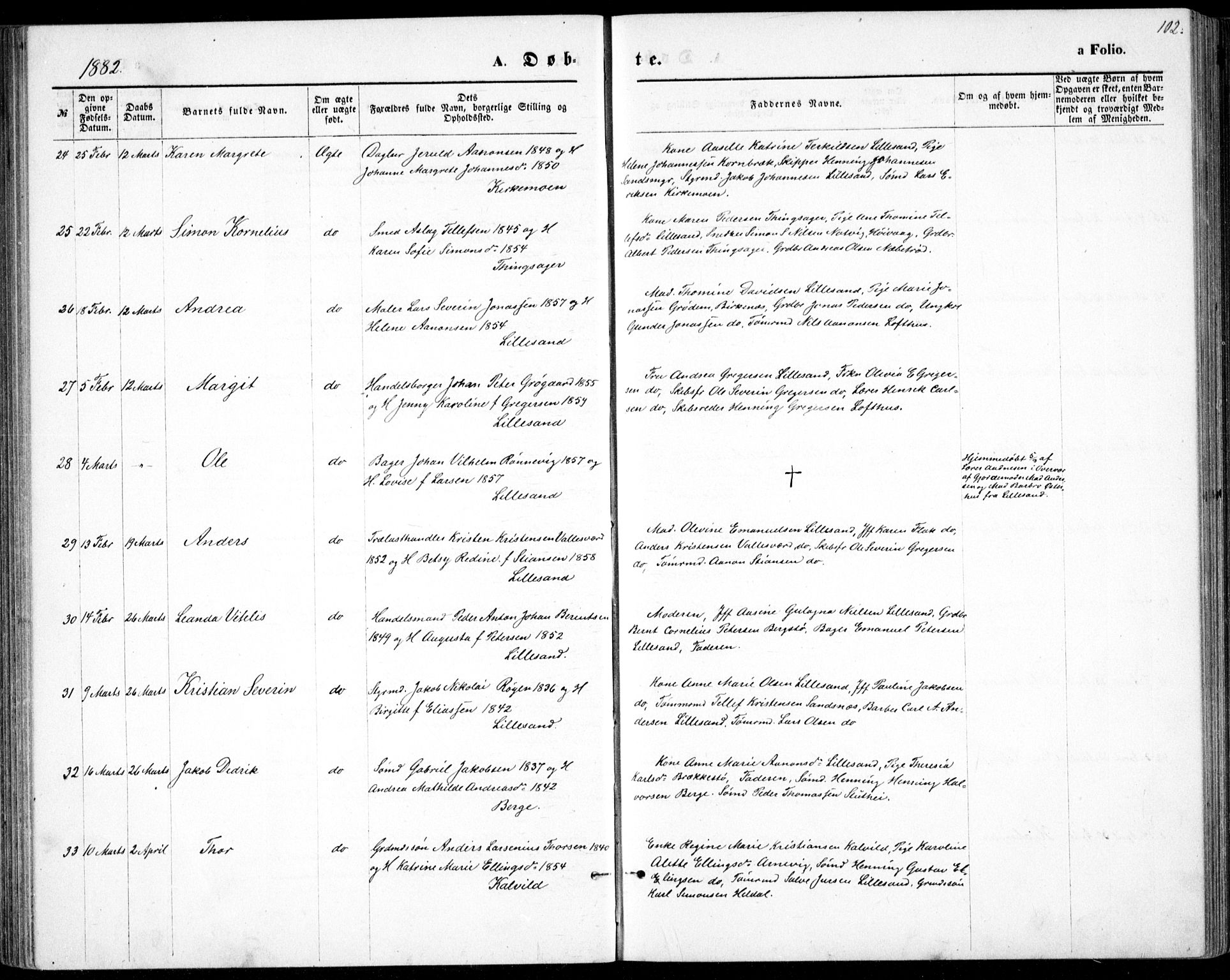 Vestre Moland sokneprestkontor, SAK/1111-0046/F/Fb/Fbb/L0005: Parish register (copy) no. B 5, 1872-1883, p. 102