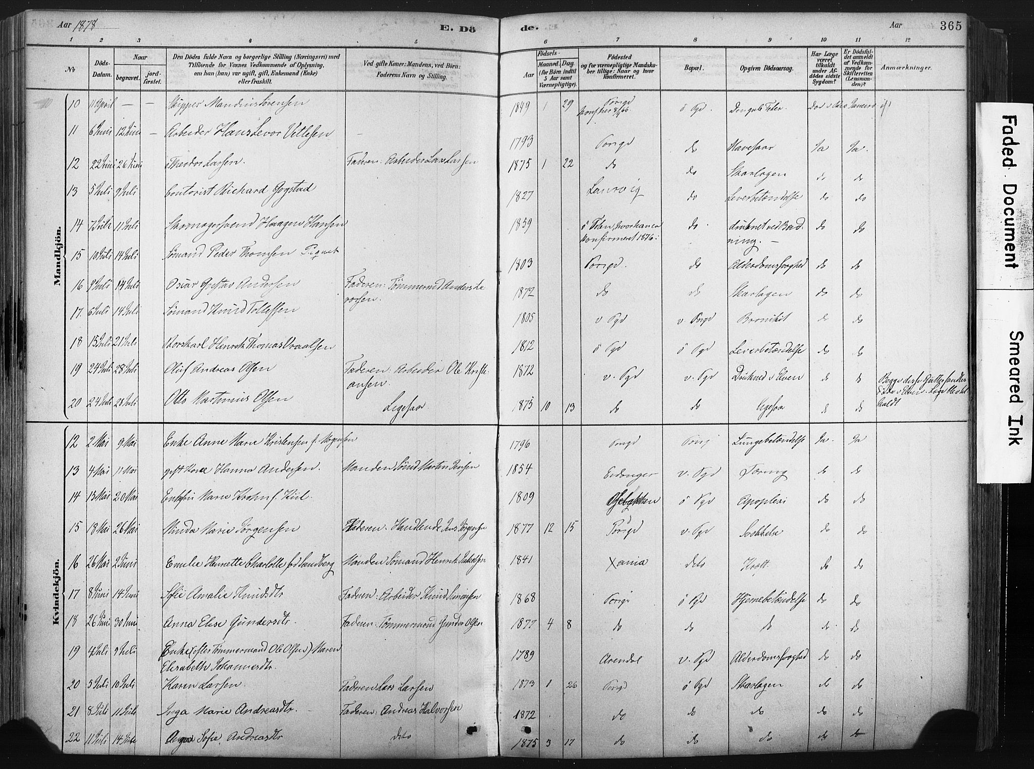 Porsgrunn kirkebøker , SAKO/A-104/F/Fa/L0008: Parish register (official) no. 8, 1878-1895, p. 365