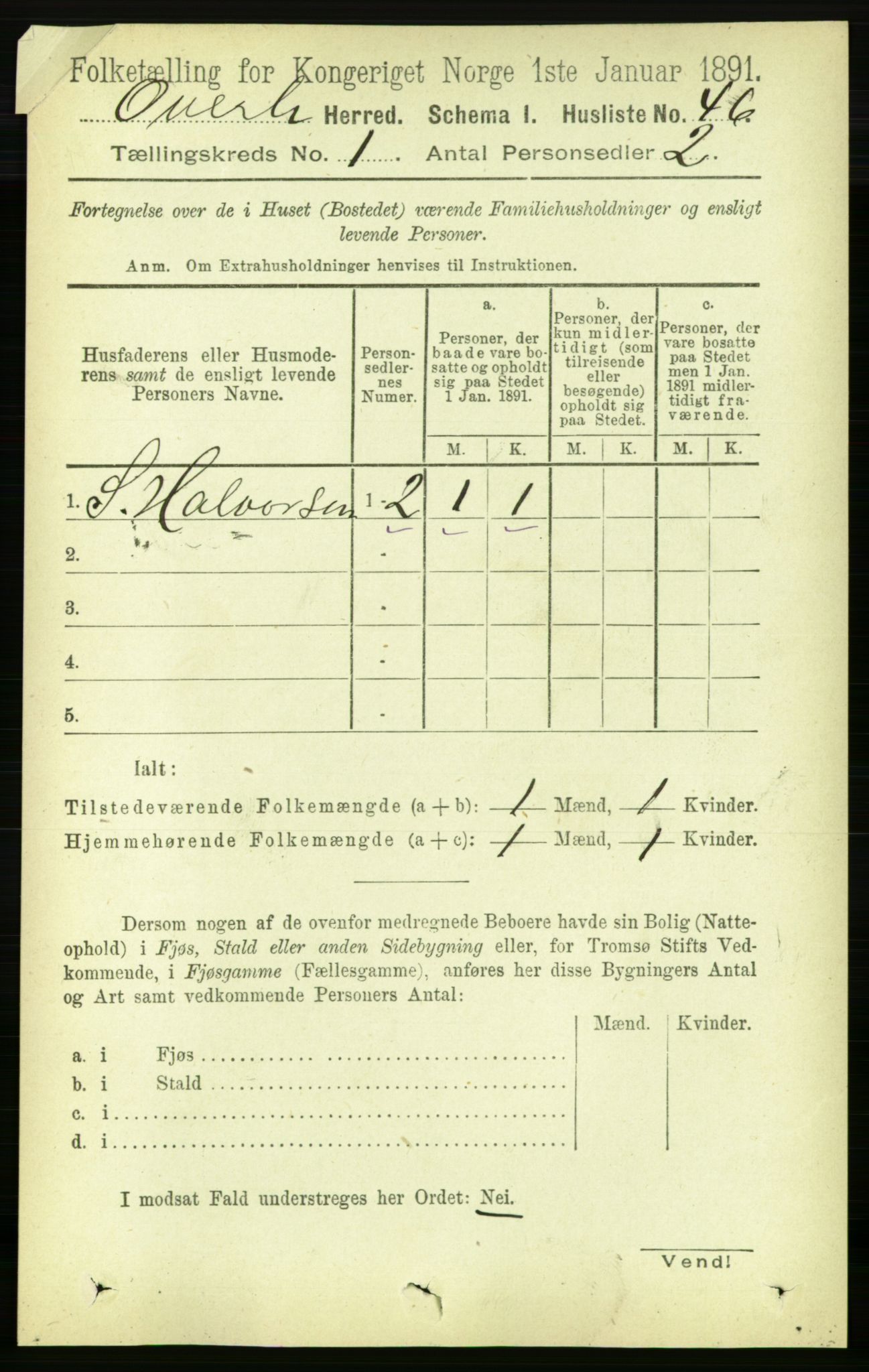 RA, 1891 census for 1744 Overhalla, 1891, p. 68