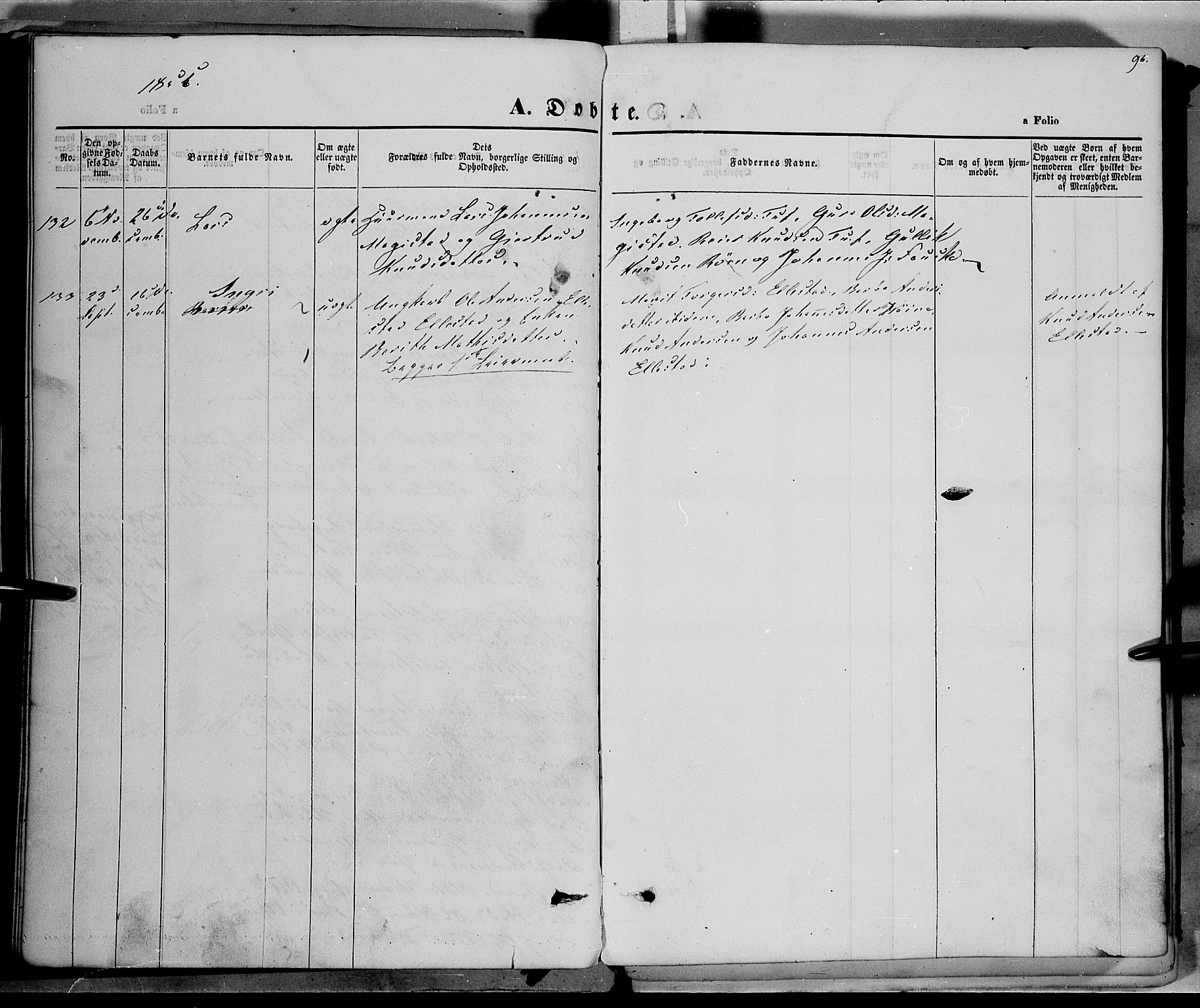 Vestre Slidre prestekontor, AV/SAH-PREST-136/H/Ha/Haa/L0001: Parish register (official) no. 1, 1844-1855, p. 96