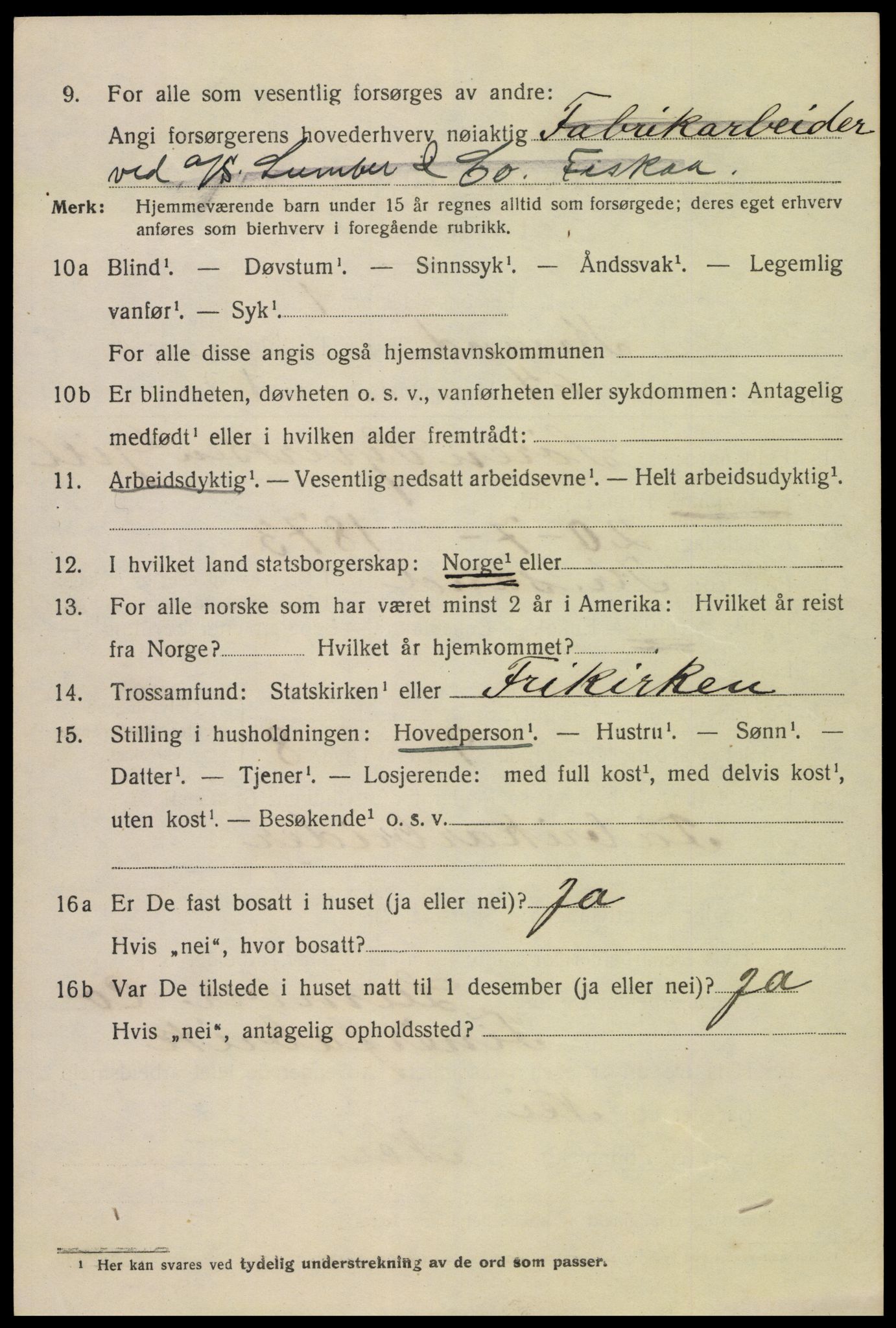 SAK, 1920 census for Kristiansand, 1920, p. 19536