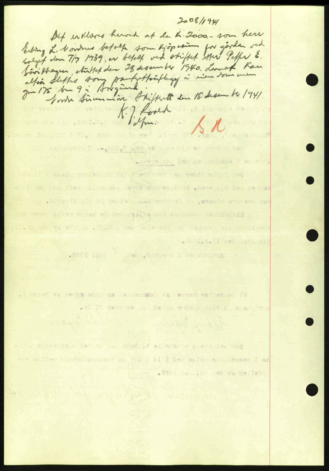 Nordre Sunnmøre sorenskriveri, SAT/A-0006/1/2/2C/2Ca: Mortgage book no. A7, 1939-1939, Diary no: : 1150/1939