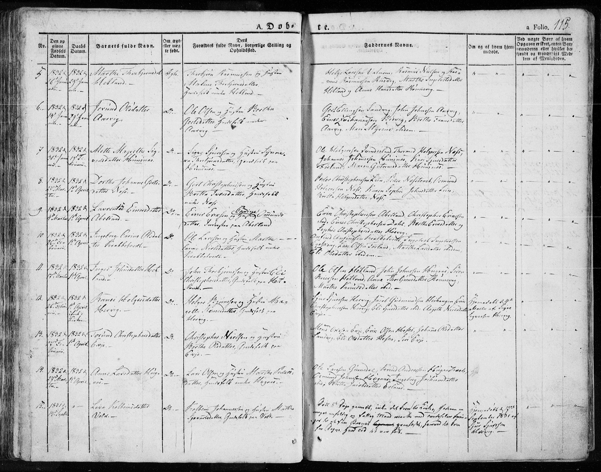 Tysvær sokneprestkontor, AV/SAST-A -101864/H/Ha/Haa/L0001: Parish register (official) no. A 1.1, 1831-1856, p. 115