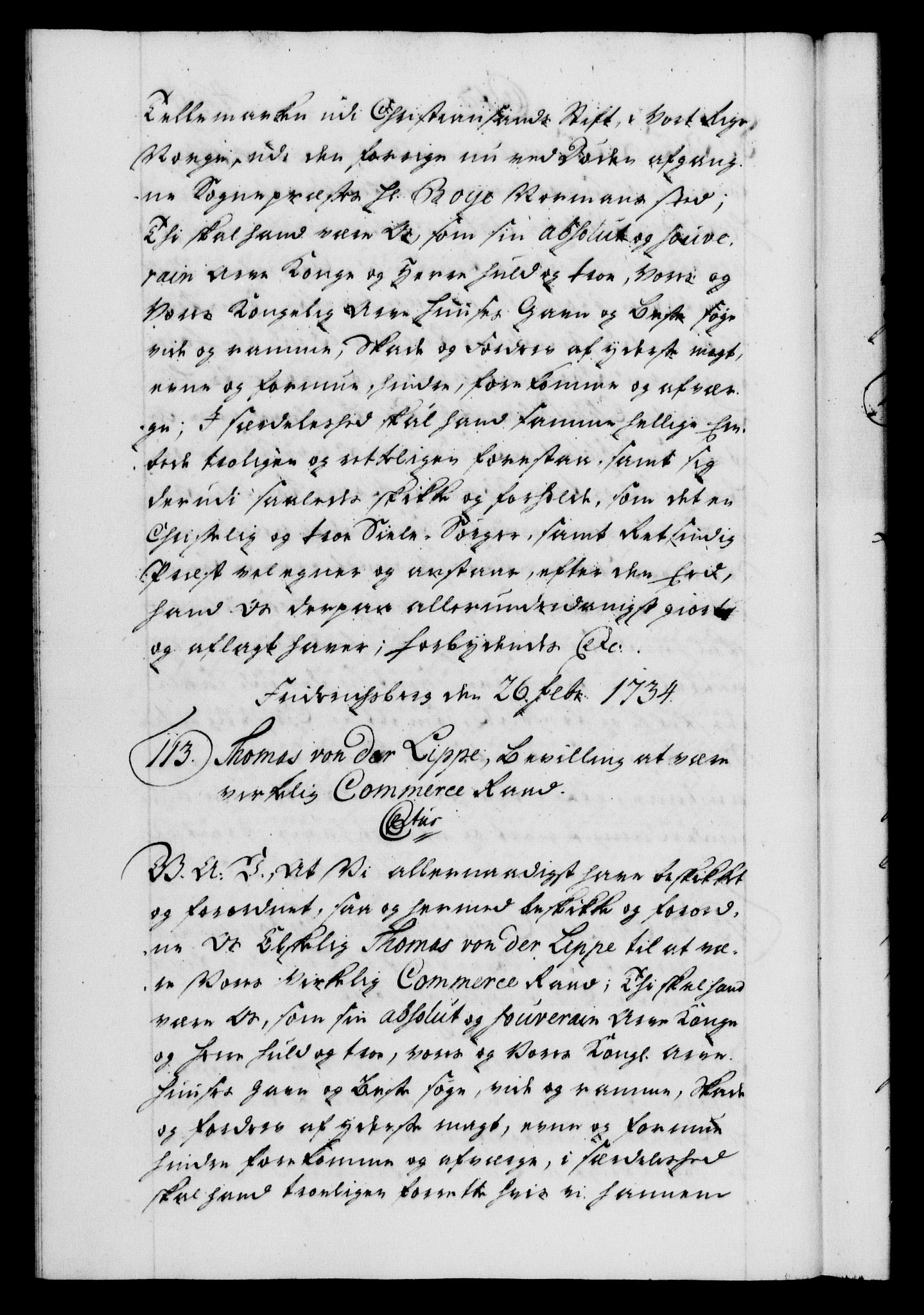 Danske Kanselli 1572-1799, AV/RA-EA-3023/F/Fc/Fca/Fcaa/L0028: Norske registre, 1733-1734, p. 430b