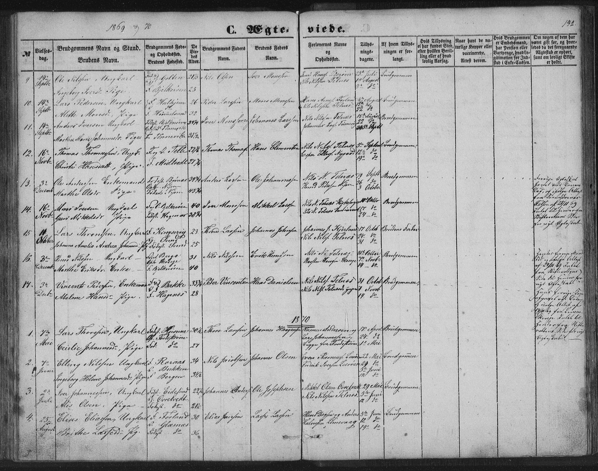 Sund sokneprestembete, SAB/A-99930: Parish register (copy) no. B 1, 1852-1873, p. 132