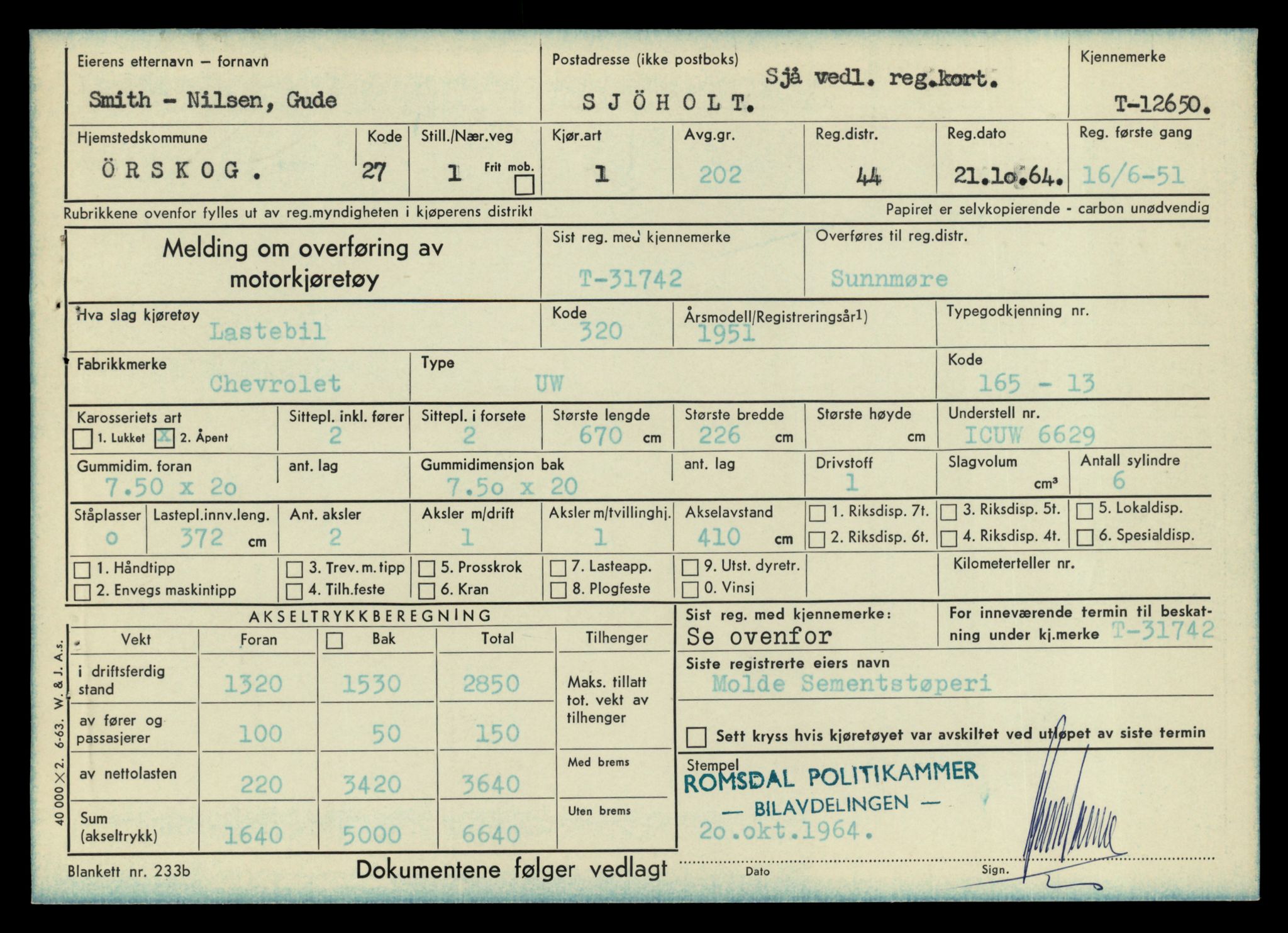Møre og Romsdal vegkontor - Ålesund trafikkstasjon, AV/SAT-A-4099/F/Fe/L0034: Registreringskort for kjøretøy T 12500 - T 12652, 1927-1998, p. 2939