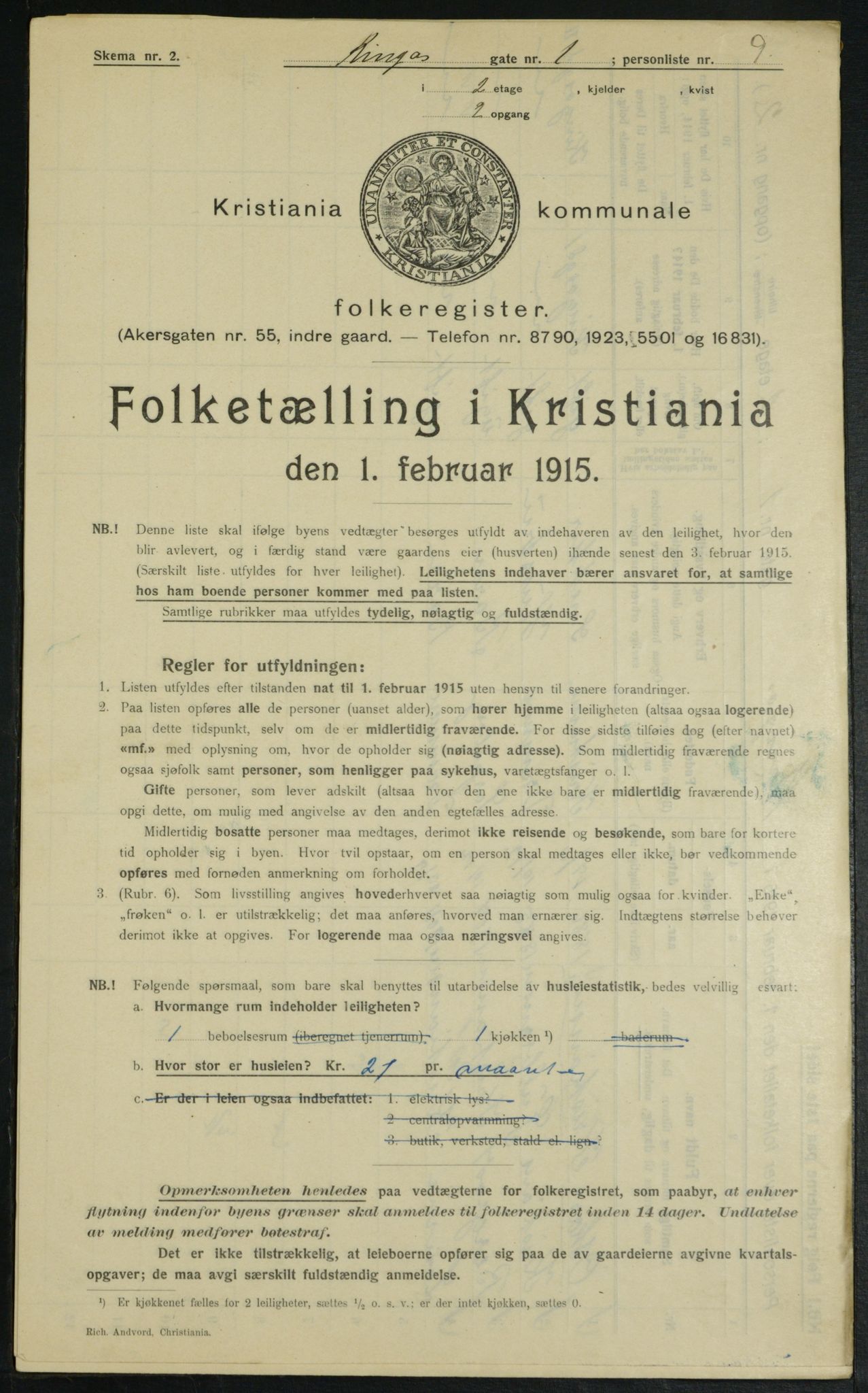 OBA, Municipal Census 1915 for Kristiania, 1915, p. 49094