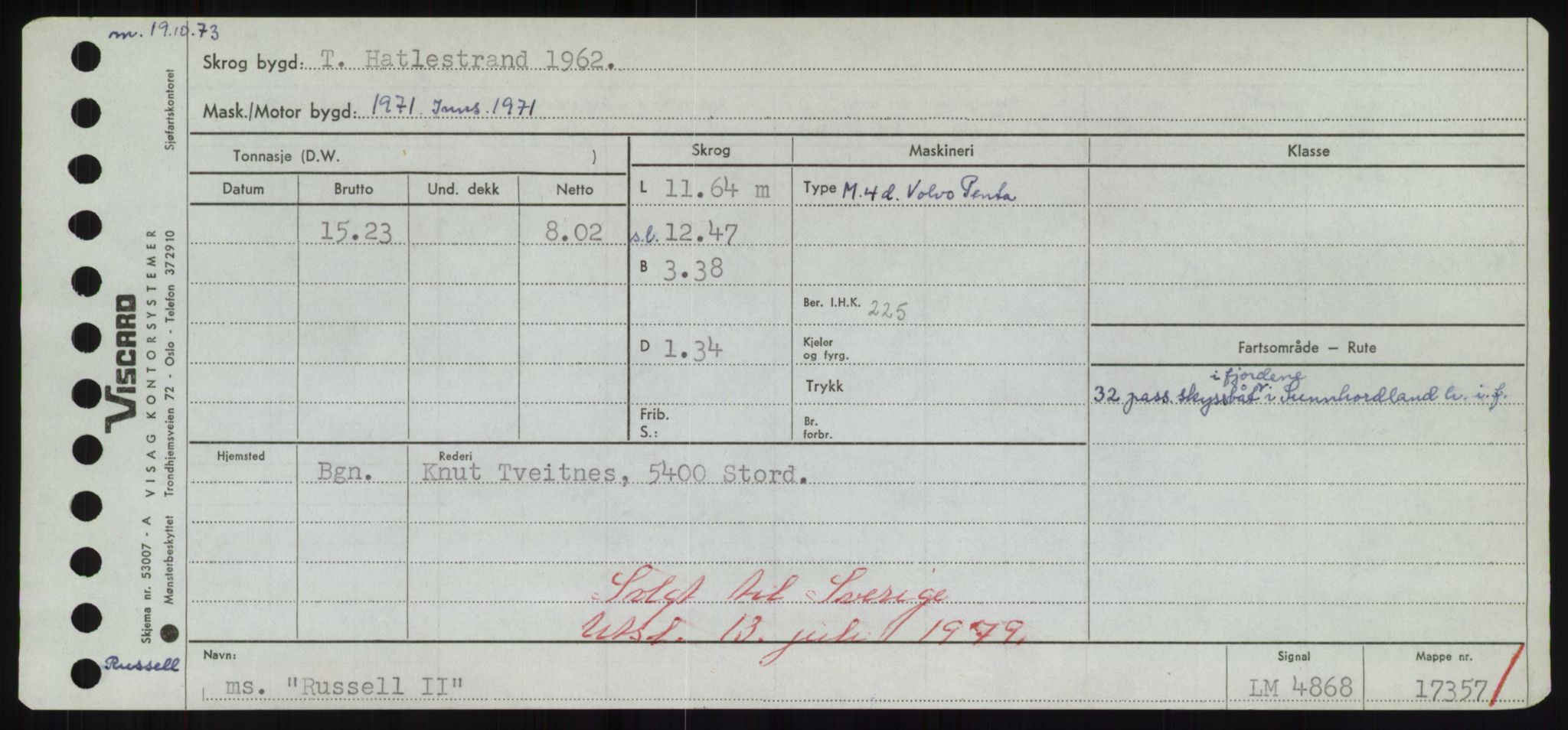 Sjøfartsdirektoratet med forløpere, Skipsmålingen, RA/S-1627/H/Hd/L0031: Fartøy, Rju-Sam, p. 339