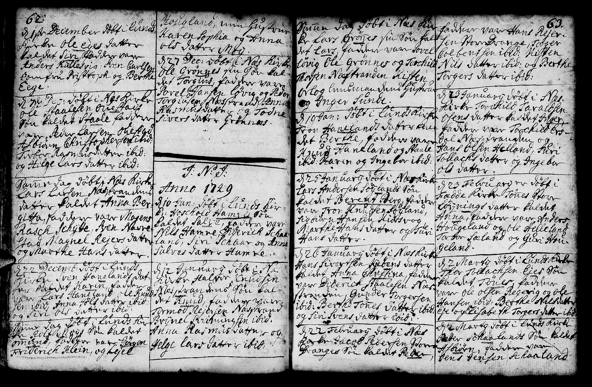 Lund sokneprestkontor, AV/SAST-A-101809/S06/L0002: Parish register (official) no. A 2, 1738-1760, p. 62-63