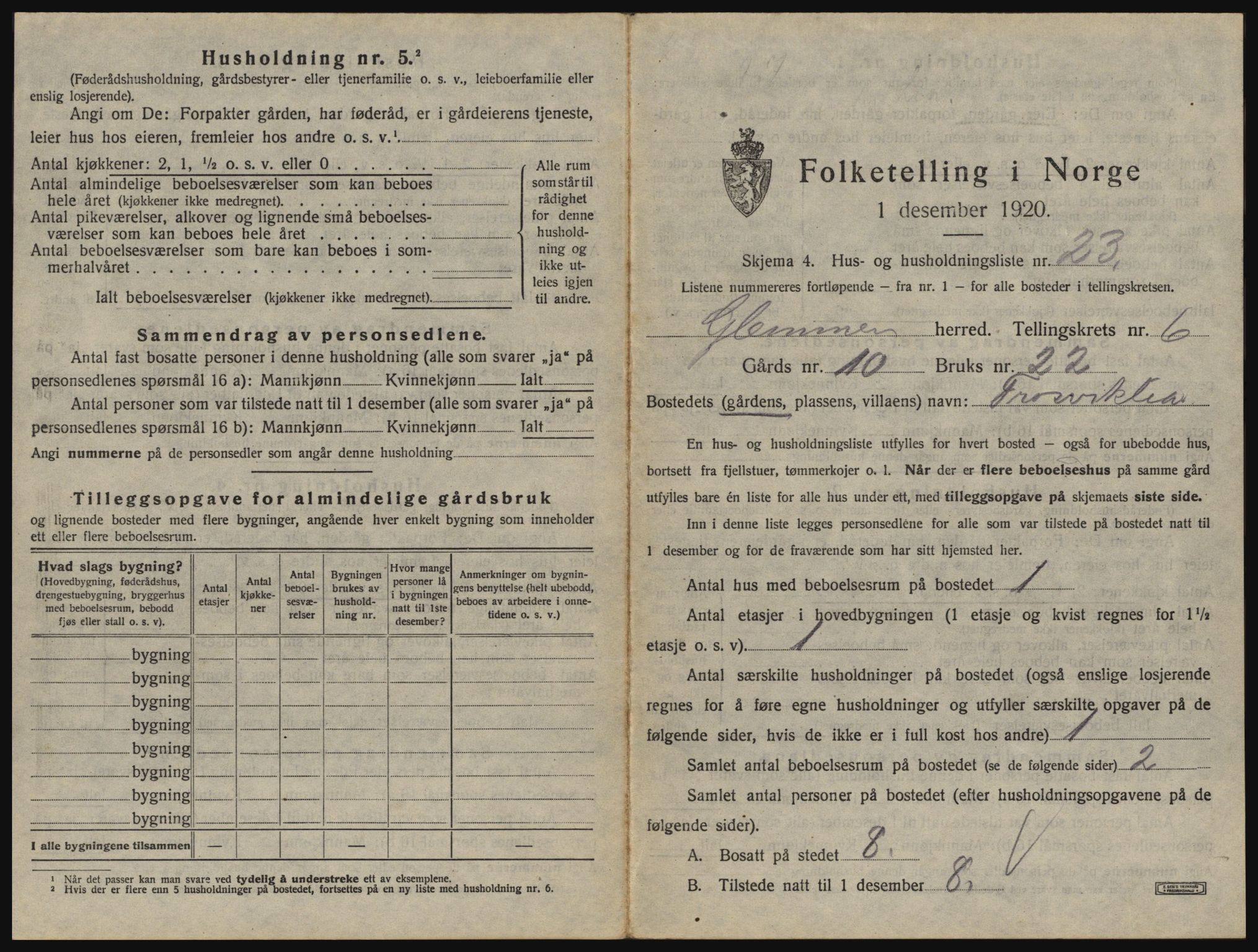 SAO, 1920 census for Glemmen, 1920, p. 2545