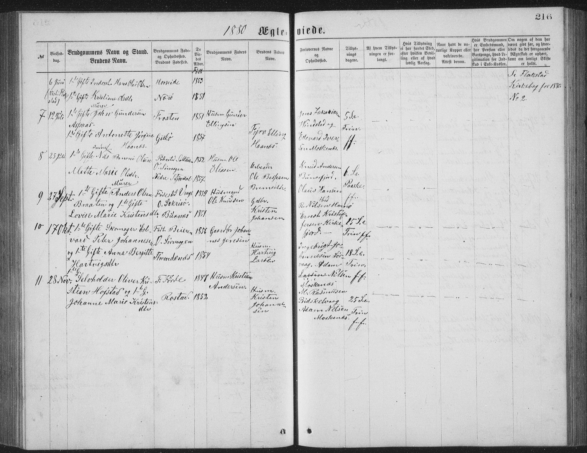 Ministerialprotokoller, klokkerbøker og fødselsregistre - Nordland, SAT/A-1459/886/L1225: Parish register (copy) no. 886C02, 1874-1896, p. 216