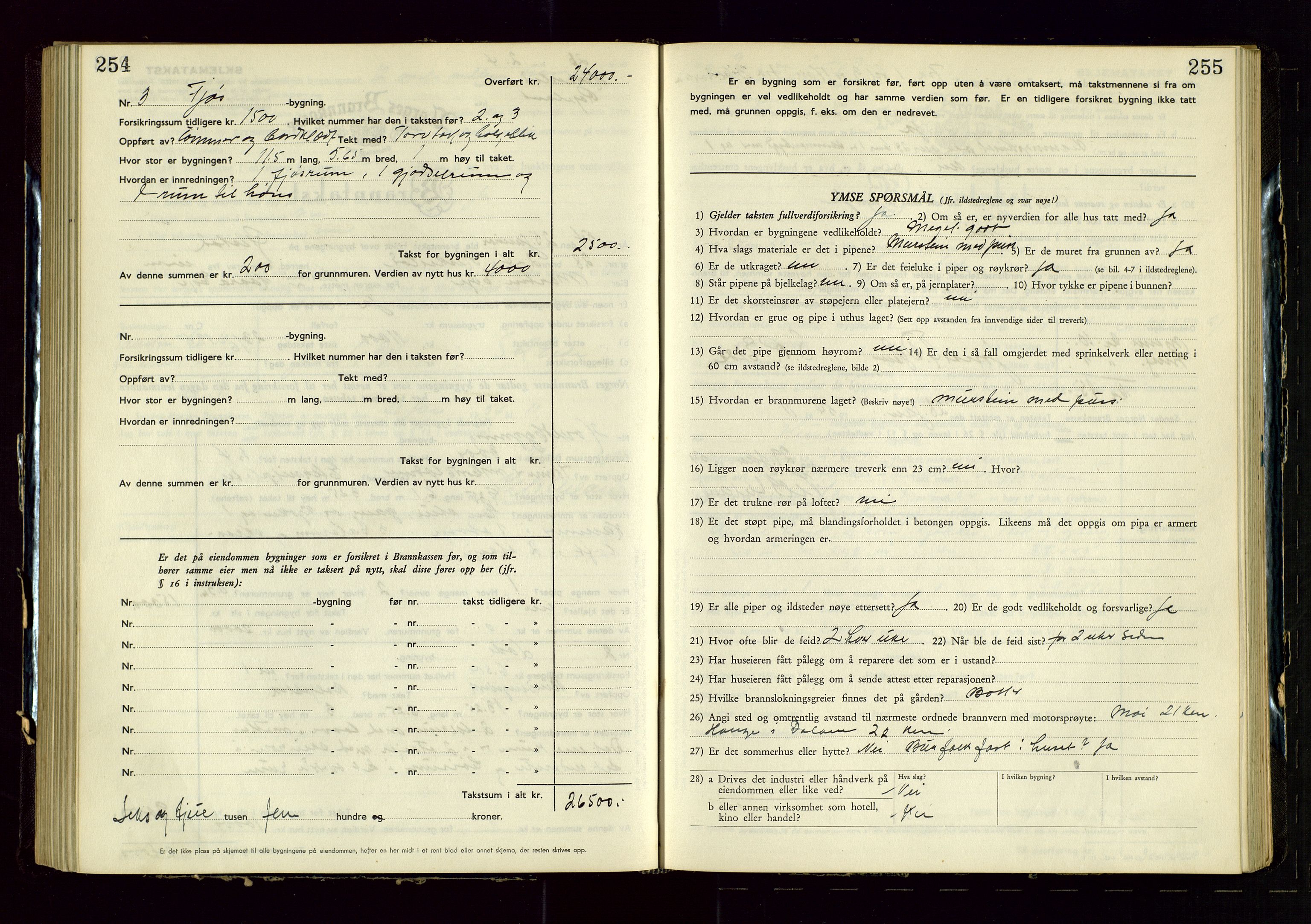 Heskestad lensmannskontor, SAST/A-100304/Gob/L0005: "Brandtakstprotokoll", 1946-1955, p. 254-255