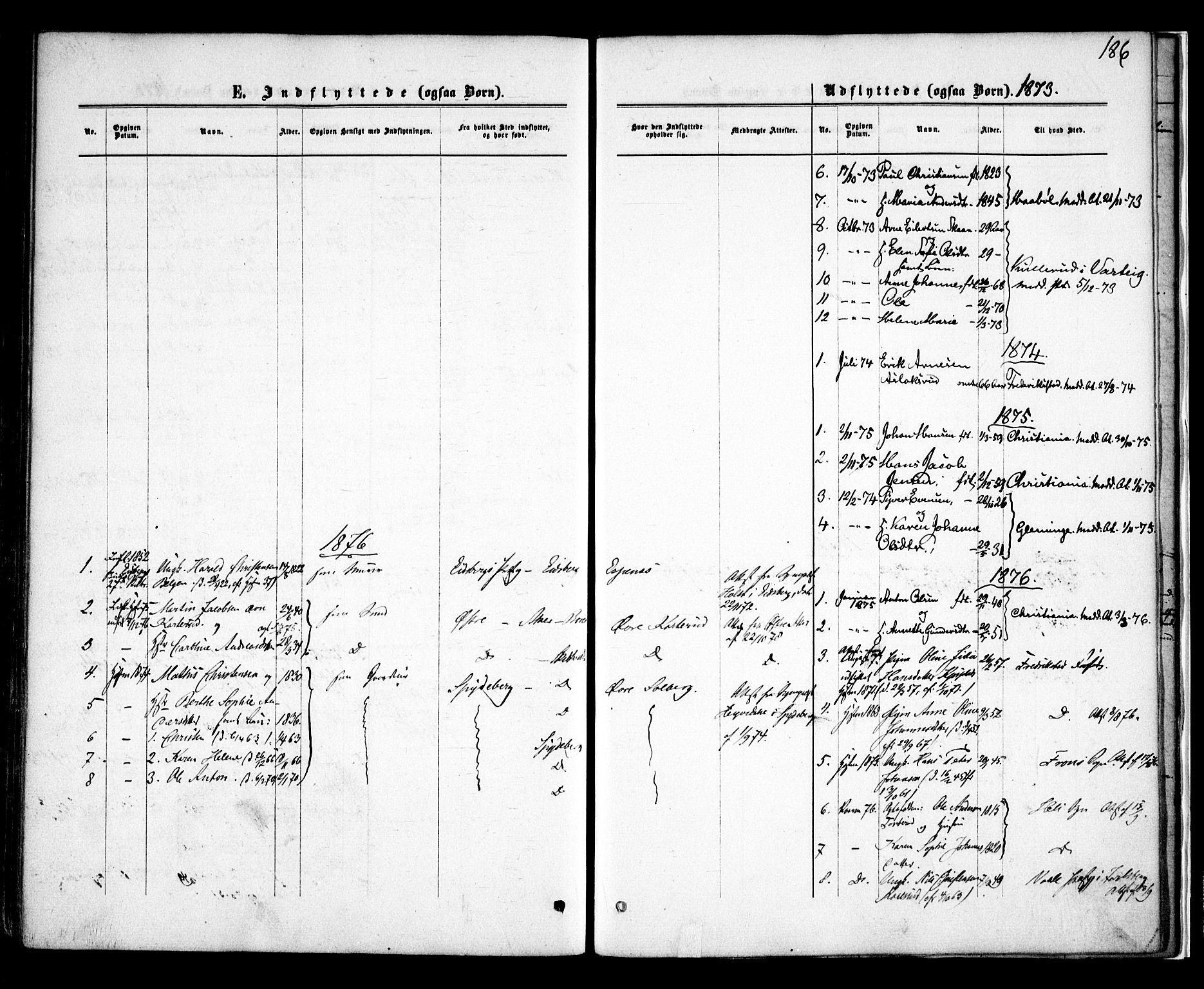 Skiptvet prestekontor Kirkebøker, AV/SAO-A-20009/F/Fa/L0008: Parish register (official) no. 8, 1867-1877, p. 186