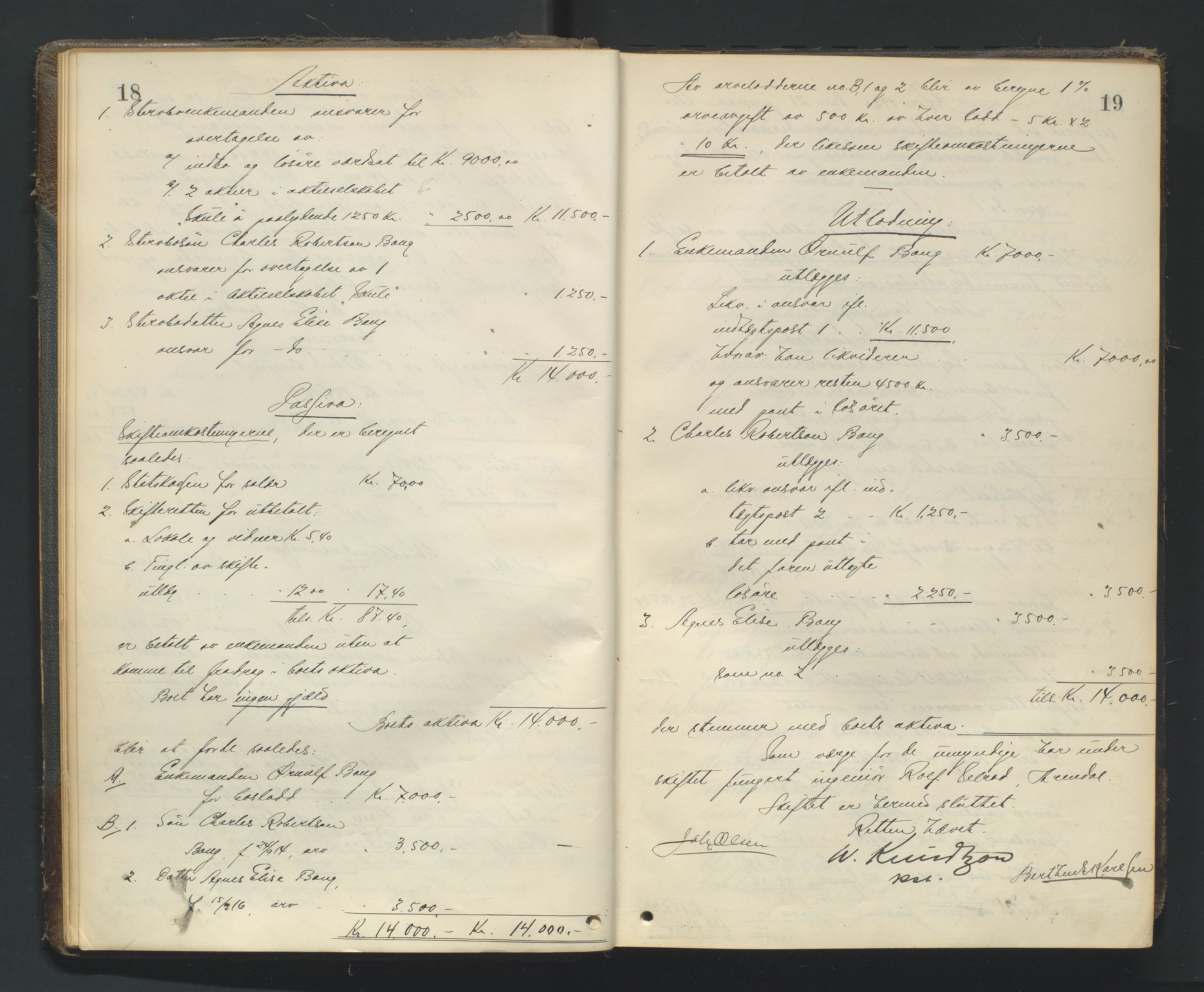 Nedenes sorenskriveri, AV/SAK-1221-0006/H/Hc/L0022: Skifteutlodningsprotokoll nr 8, 1919-1926, p. 18-19