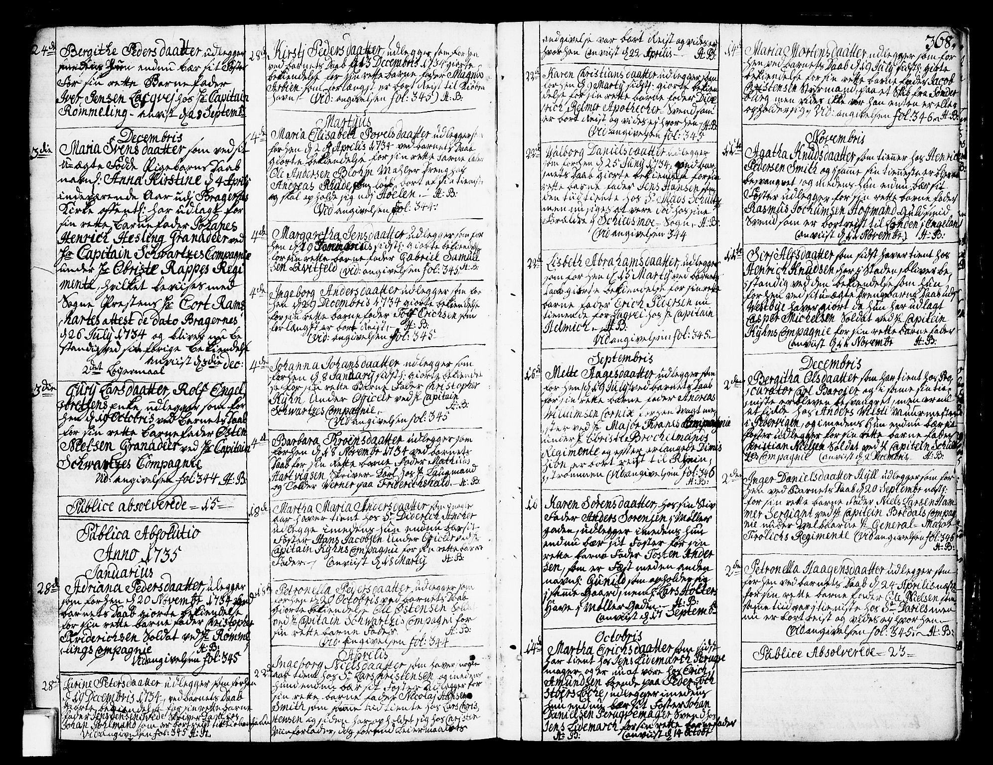Oslo domkirke Kirkebøker, AV/SAO-A-10752/F/Fa/L0003: Parish register (official) no. 3, 1731-1743, p. 368